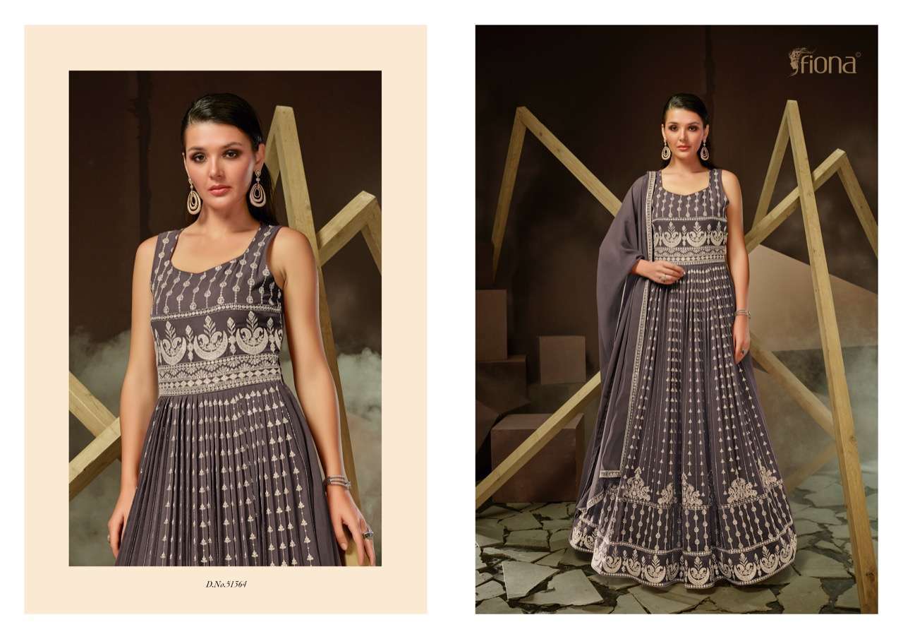 Falak By Fiona 31361 To 31364 Series Beautiful Stylish Fancy Colorful Casual Wear & Ethnic Wear Georgette Gowns With Dupatta At Wholesale Price