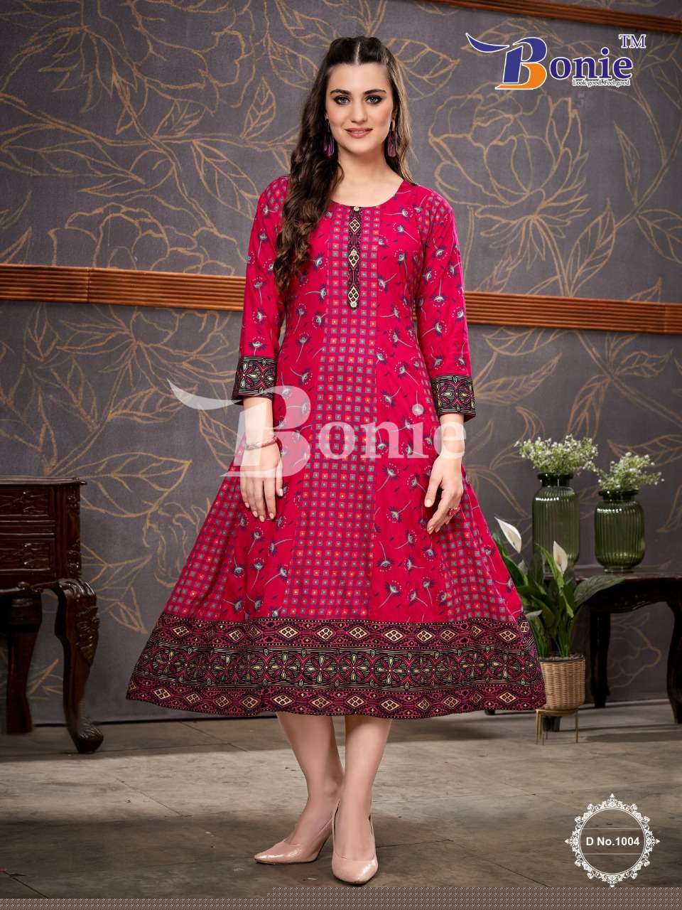 SUHANA BY BONIE 1001 TO 1006 SERIES DESIGNER STYLISH FANCY COLORFUL BEAUTIFUL PARTY WEAR & ETHNIC WEAR COLLECTION RAYON KURTIS AT WHOLESALE PRICE