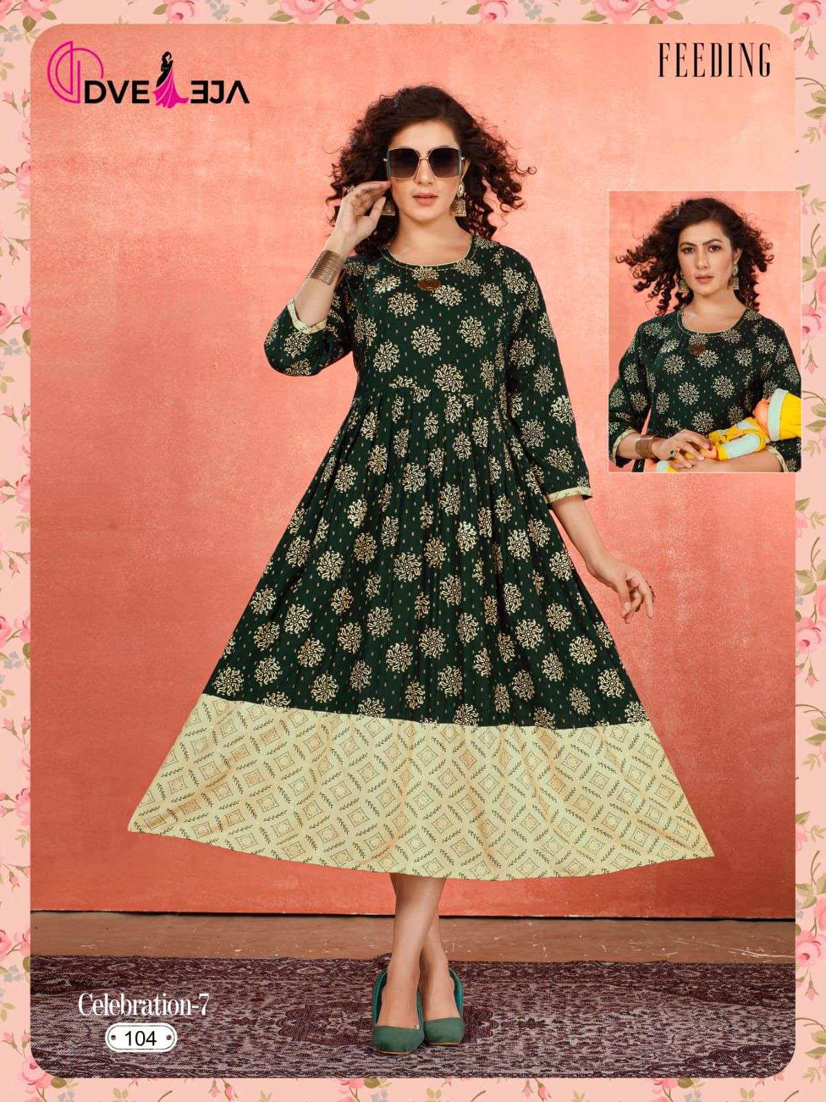 CELEBRATION VOL-7 BY DVEEJA 101 TO 106 SERIES DESIGNER STYLISH FANCY COLORFUL BEAUTIFUL PARTY WEAR & ETHNIC WEAR COLLECTION PURE RAYON KURTIS AT WHOLESALE PRICE