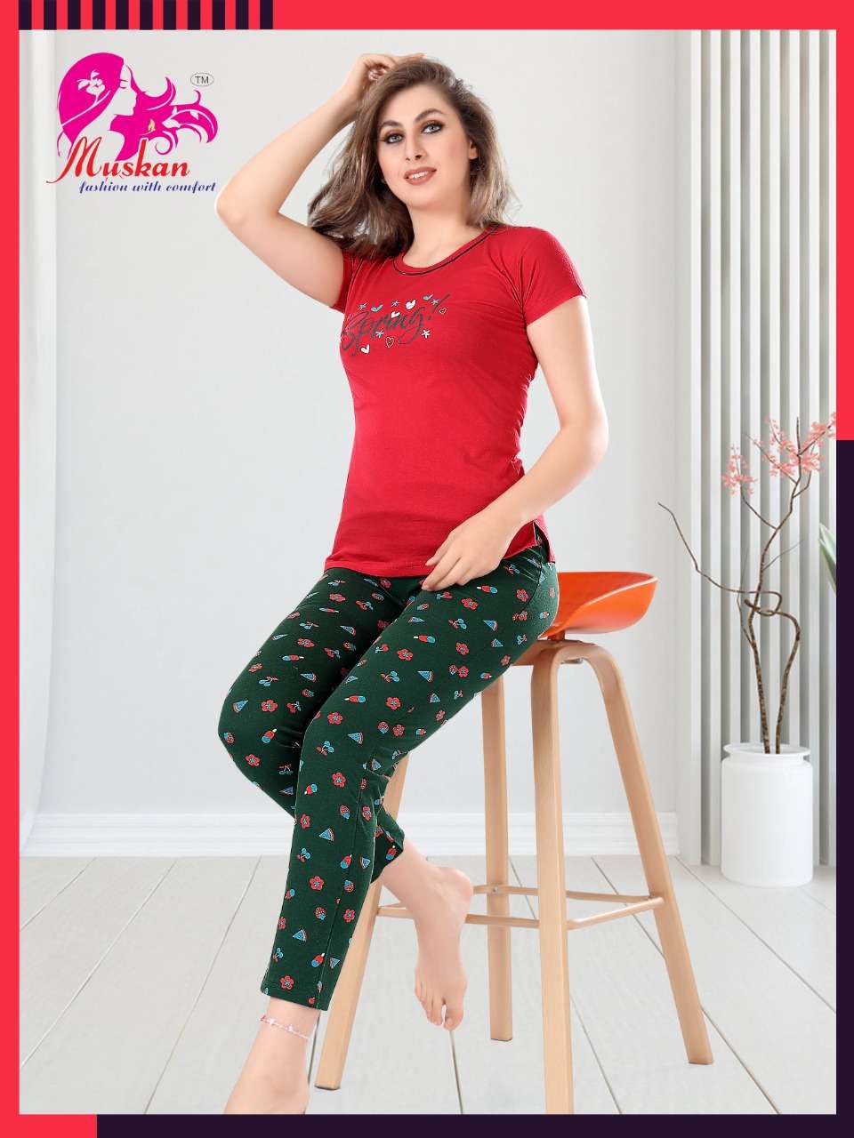 SAHELI VOL-970 BY MUSKAN 01 TO 06 SERIES BEAUTIFUL STYLISH FANCY COLORFUL CASUAL WEAR & ETHNIC WEAR HOSIERY COTTON NIGHT SUITS AT WHOLESALE PRICE