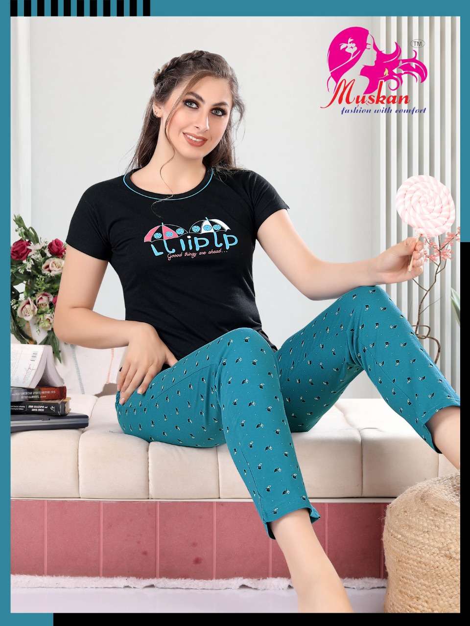 SAHELI VOL-970 BY MUSKAN 01 TO 06 SERIES BEAUTIFUL STYLISH FANCY COLORFUL CASUAL WEAR & ETHNIC WEAR HOSIERY COTTON NIGHT SUITS AT WHOLESALE PRICE
