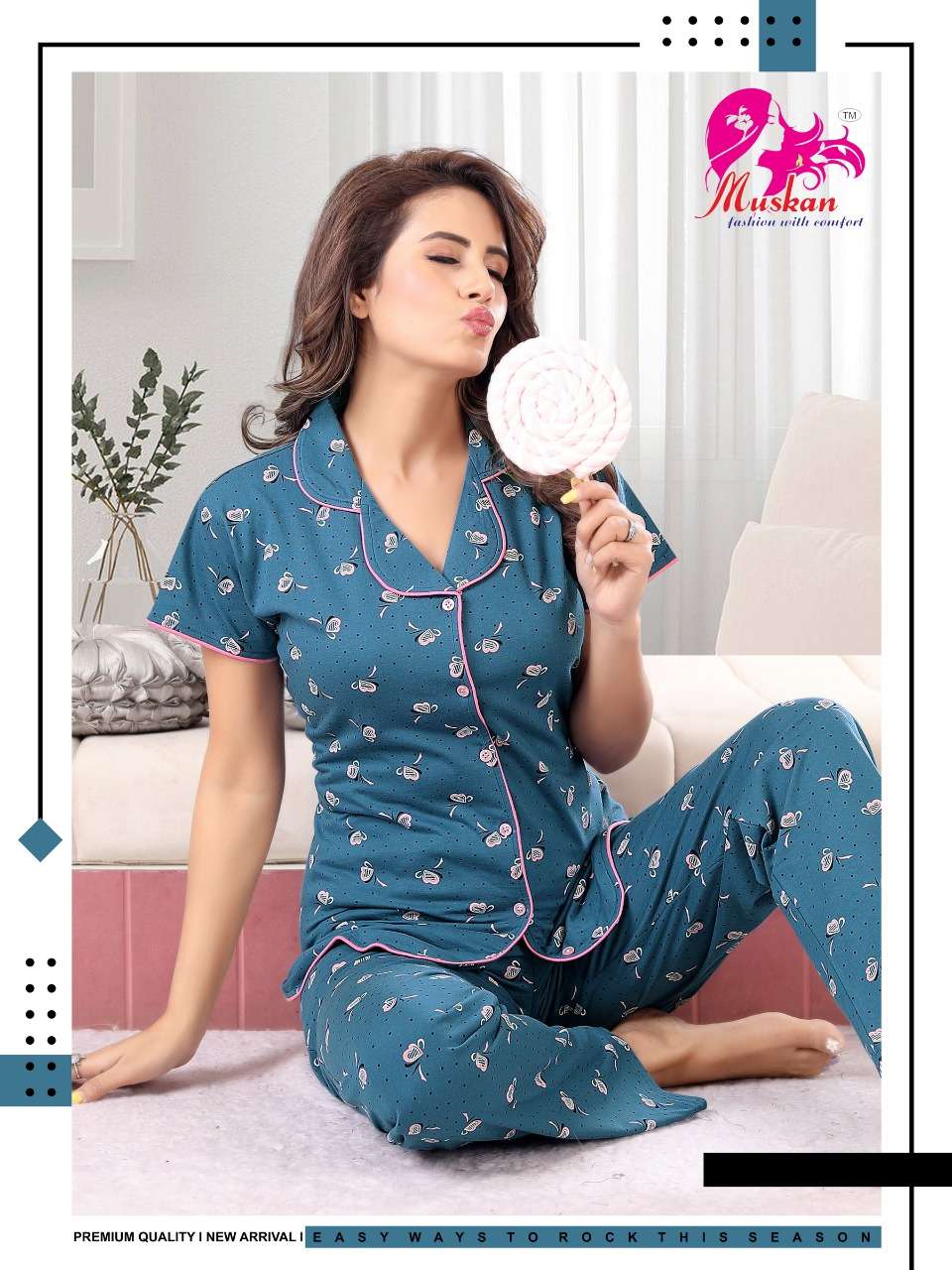 SAHELI VOL-971 BY MUSKAN 01 TO 06 SERIES BEAUTIFUL STYLISH FANCY COLORFUL CASUAL WEAR & ETHNIC WEAR HOSIERY COTTON NIGHT SUITS AT WHOLESALE PRICE