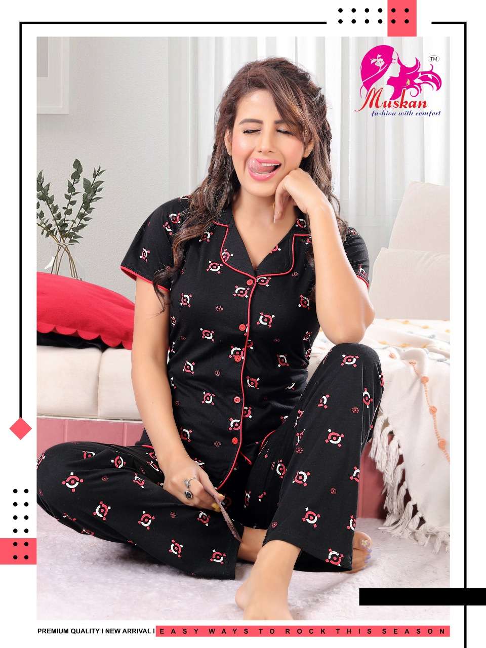 SAHELI VOL-971 BY MUSKAN 01 TO 06 SERIES BEAUTIFUL STYLISH FANCY COLORFUL CASUAL WEAR & ETHNIC WEAR HOSIERY COTTON NIGHT SUITS AT WHOLESALE PRICE