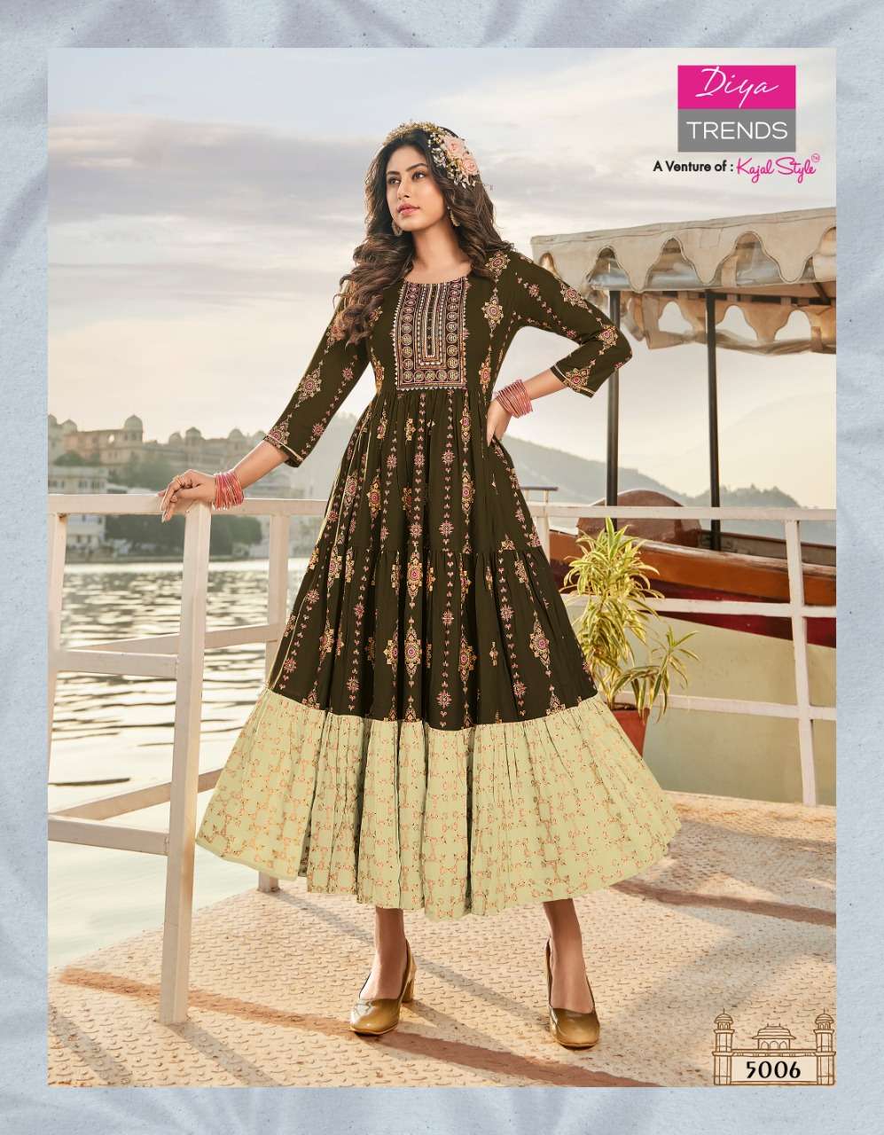 GROOM VOL-5 BY DIYA TRENDS 5001 TO 5010 SERIES BEAUTIFUL SUITS COLORFUL STYLISH FANCY CASUAL WEAR & ETHNIC WEAR RAYON PRINT GOWNS AT WHOLESALE PRICE