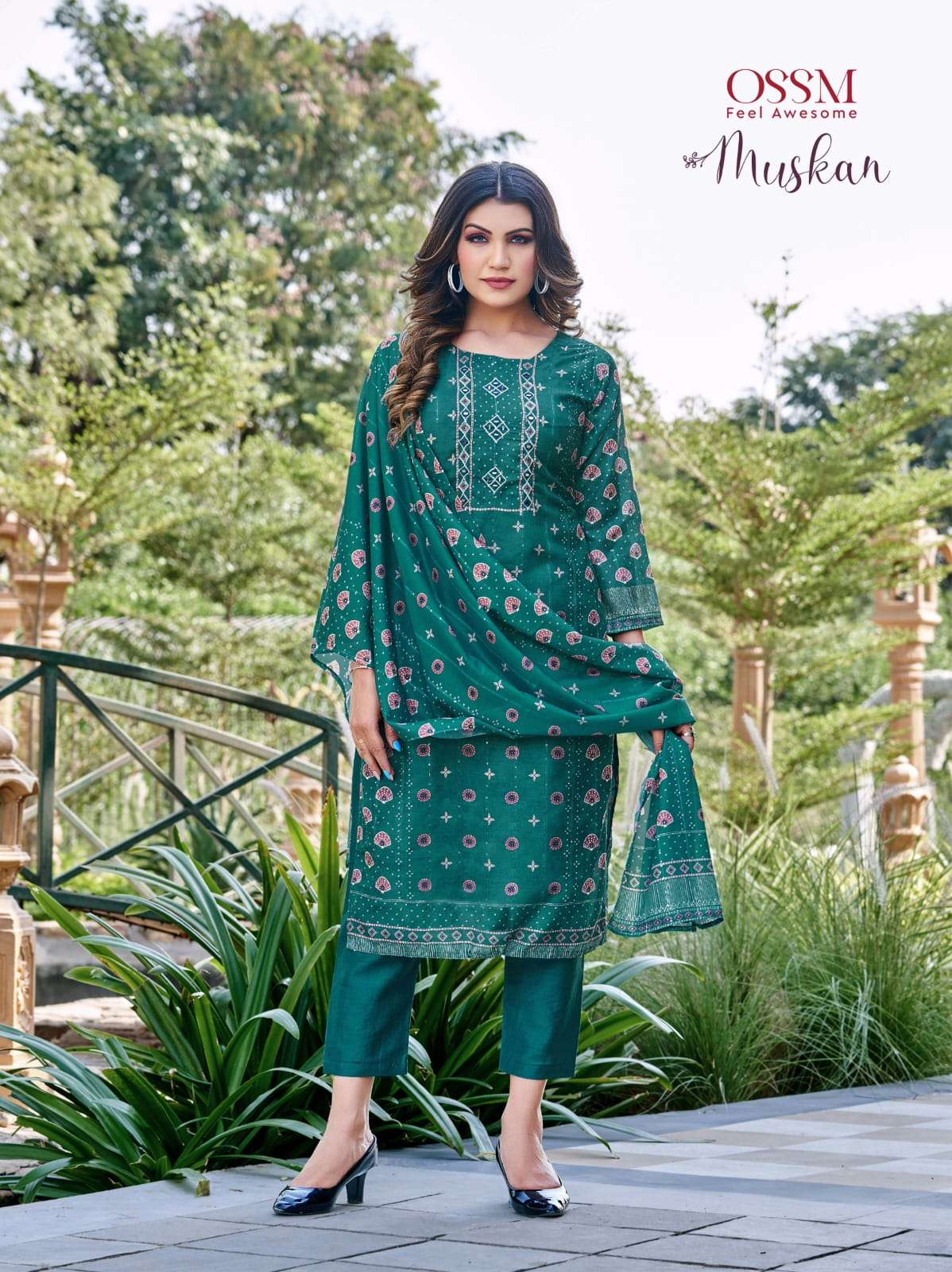 MUSKAN BY OSSM 1001 TO 1005 SERIES BEAUTIFUL STYLISH SUITS FANCY COLORFUL CASUAL WEAR & ETHNIC WEAR & READY TO WEAR VISCOSE SILK DRESSES AT WHOLESALE PRICE