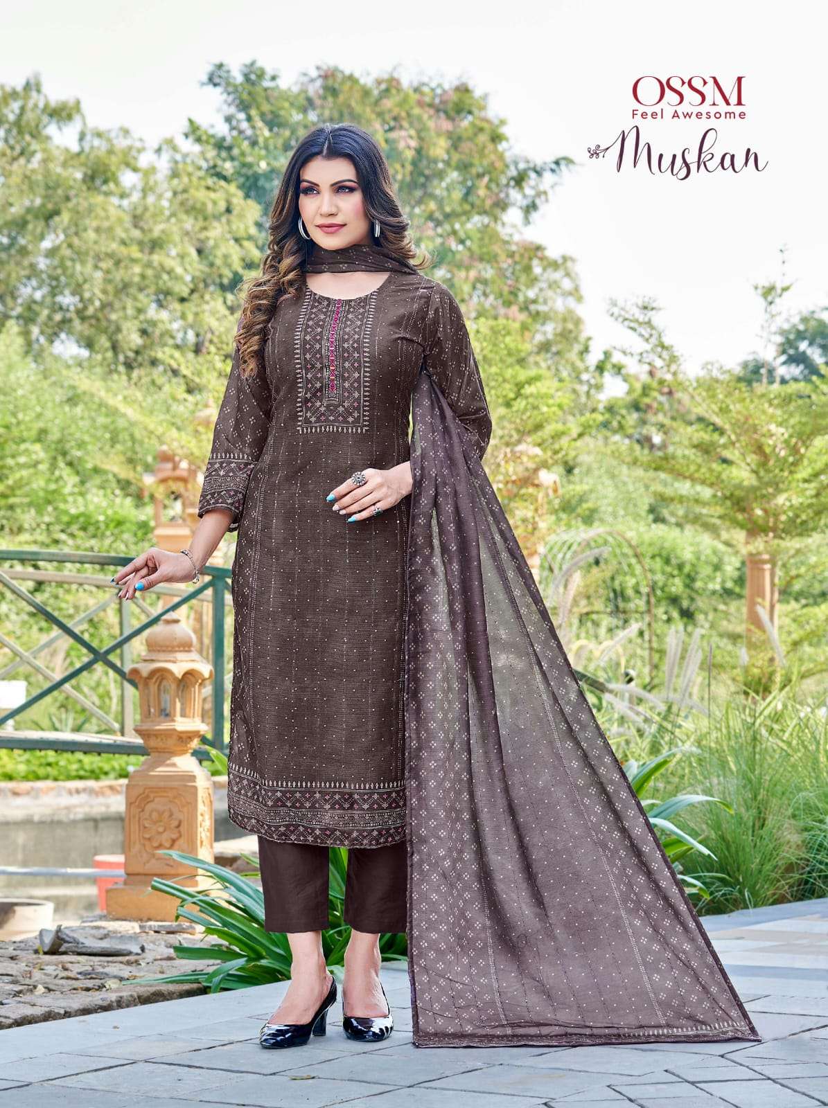 MUSKAN BY OSSM 1001 TO 1005 SERIES BEAUTIFUL STYLISH SUITS FANCY COLORFUL CASUAL WEAR & ETHNIC WEAR & READY TO WEAR VISCOSE SILK DRESSES AT WHOLESALE PRICE