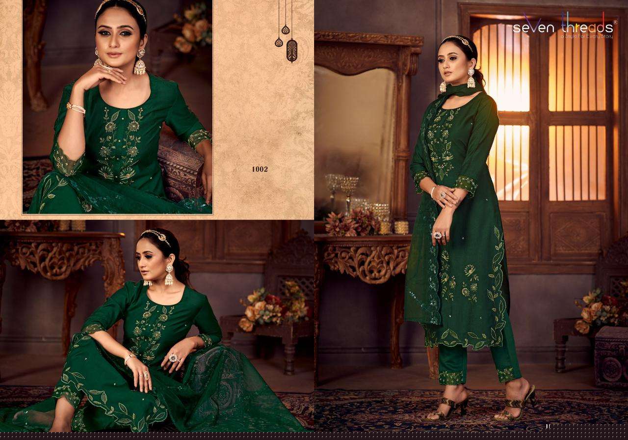 Gulmohar By Seven Threads 1001 To 1007 Series Beautiful Stylish Suits Fancy Colorful Casual Wear & Ethnic Wear & Ready To Wear Viscose Silk Dresses At Wholesale Price