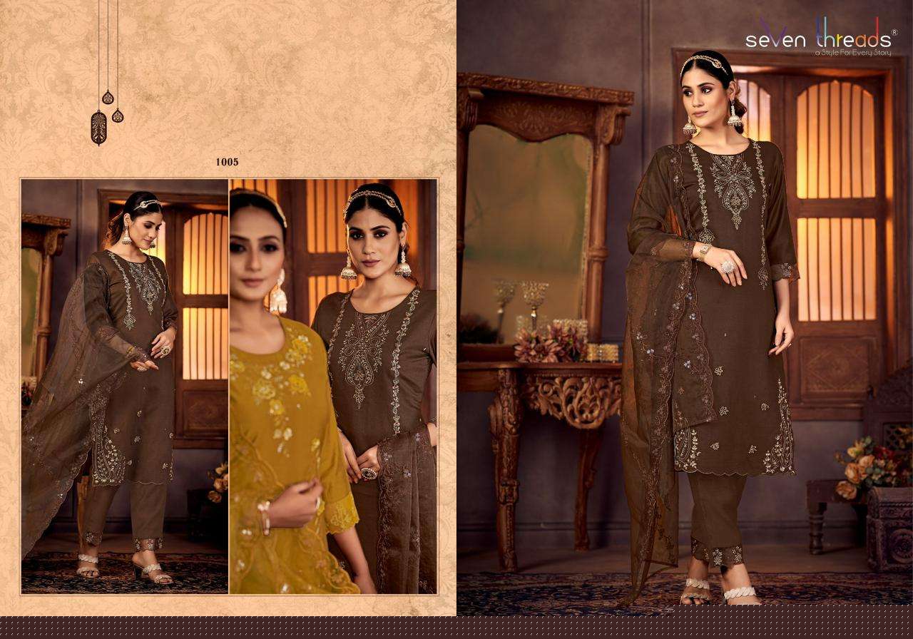 Gulmohar By Seven Threads 1001 To 1007 Series Beautiful Stylish Suits Fancy Colorful Casual Wear & Ethnic Wear & Ready To Wear Viscose Silk Dresses At Wholesale Price