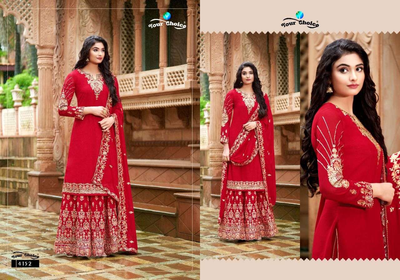 GLORY BY YOUR CHOICE 4152 TO 4155 SERIES BEAUTIFUL SHARARA SUITS COLORFUL STYLISH FANCY CASUAL WEAR & BLOOMING GREORGETTE DRESSES AT WHOLESALE PRICE