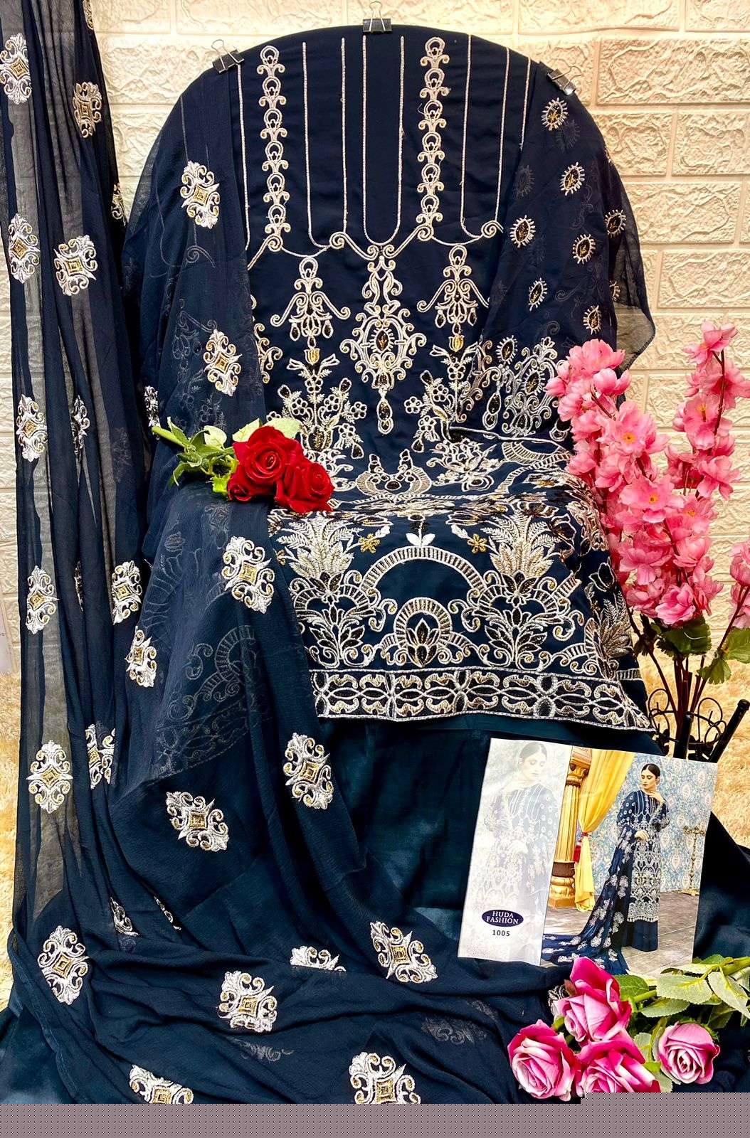 HUDA HIT DESIGN 1005 BY HUDA FASHION DESIGNER FESTIVE PAKISTANI SUITS COLLECTION BEAUTIFUL STYLISH FANCY COLORFUL PARTY WEAR & OCCASIONAL WEAR FAUX GEORGETTE EMBROIDERED DRESSES AT WHOLESALE PRICE