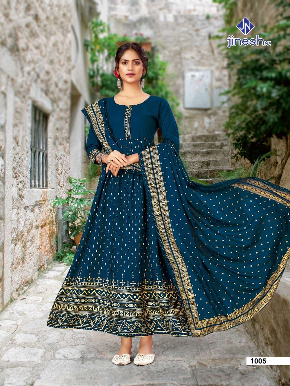 JANNAT BY JINESH NX 1001 TO 1008 SERIES BEAUTIFUL SUITS COLORFUL STYLISH FANCY CASUAL WEAR & RAYON FOIL PRINT DRESSES AT WHOLESALE PRICE