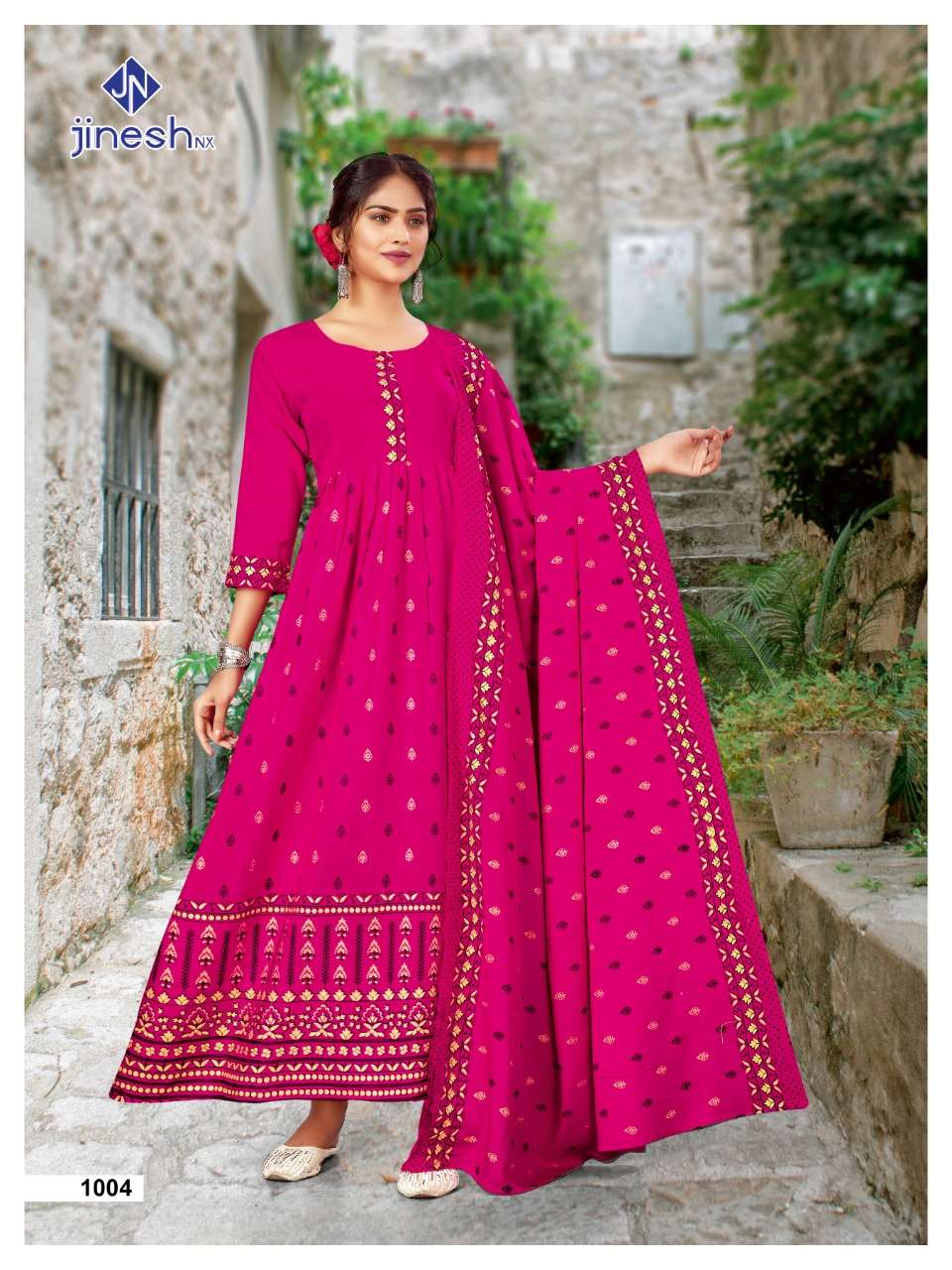 JANNAT BY JINESH NX 1001 TO 1008 SERIES BEAUTIFUL SUITS COLORFUL STYLISH FANCY CASUAL WEAR & RAYON FOIL PRINT DRESSES AT WHOLESALE PRICE