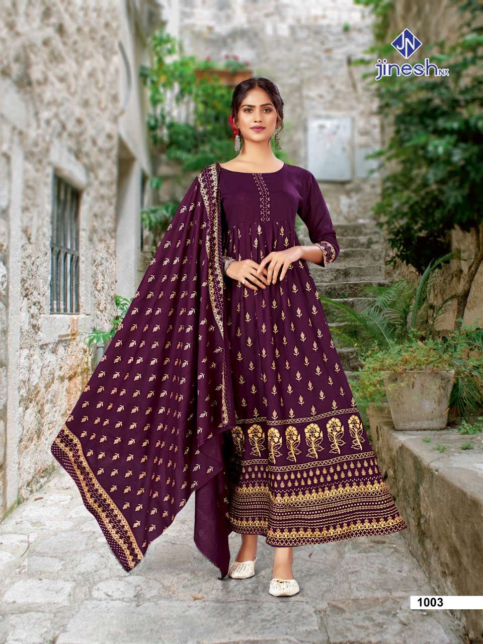 JANNAT BY JINESH NX 1001 TO 1008 SERIES BEAUTIFUL SUITS COLORFUL STYLISH FANCY CASUAL WEAR & RAYON FOIL PRINT DRESSES AT WHOLESALE PRICE
