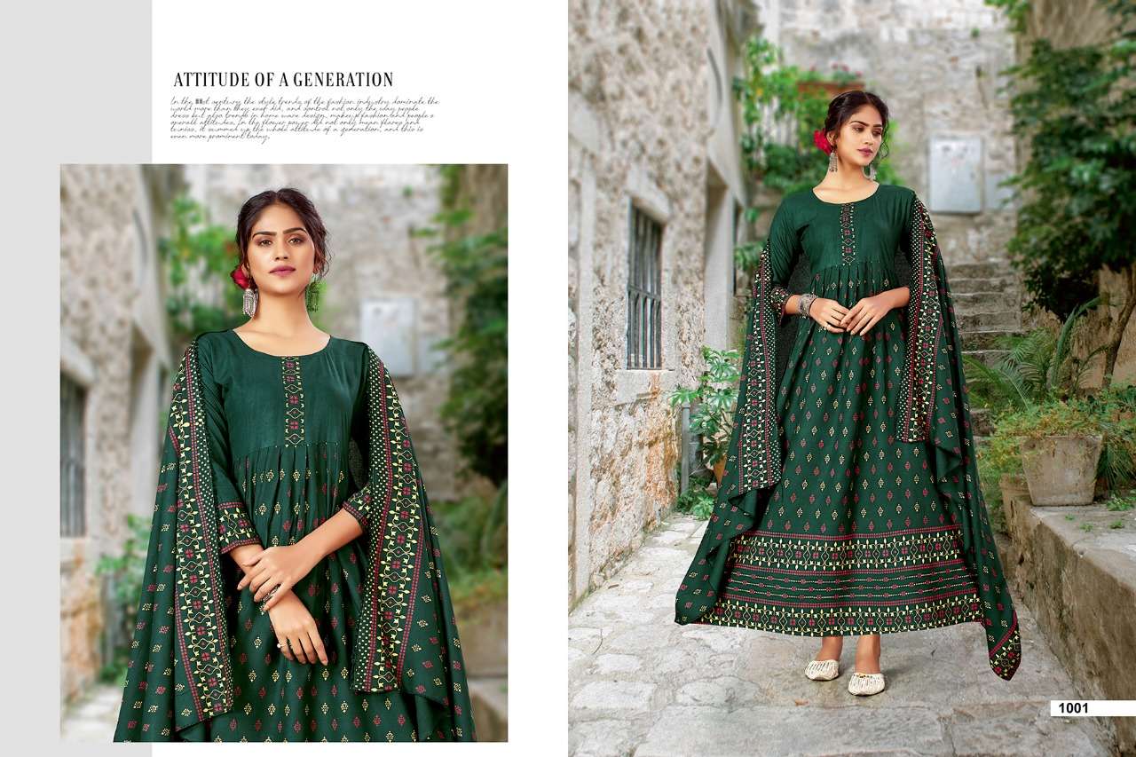 JANNAT BY JINESH NX 1001 TO 1008 SERIES BEAUTIFUL SUITS COLORFUL STYLISH FANCY CASUAL WEAR & RAYON FOIL PRINT DRESSES AT WHOLESALE PRICE