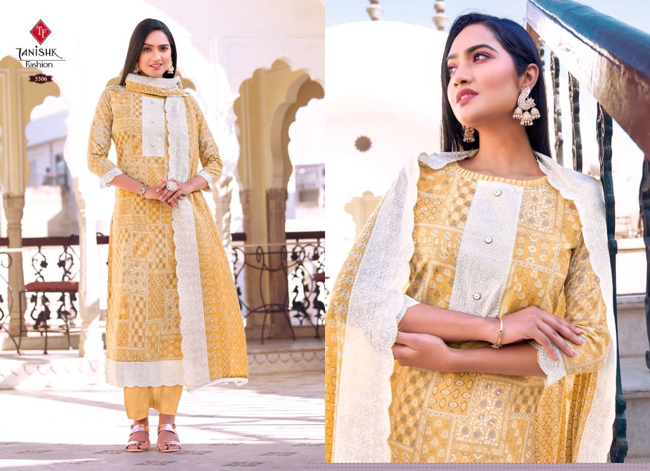 FALAK VOL 4 BY TANISHK FASHION 5301 TO 5308 SERIES DESIGNER STYLISH FANCY COLORFUL BEAUTIFUL PARTY WEAR & PURE COTTON PRINT KURTIS AT WHOLESALE PRICE