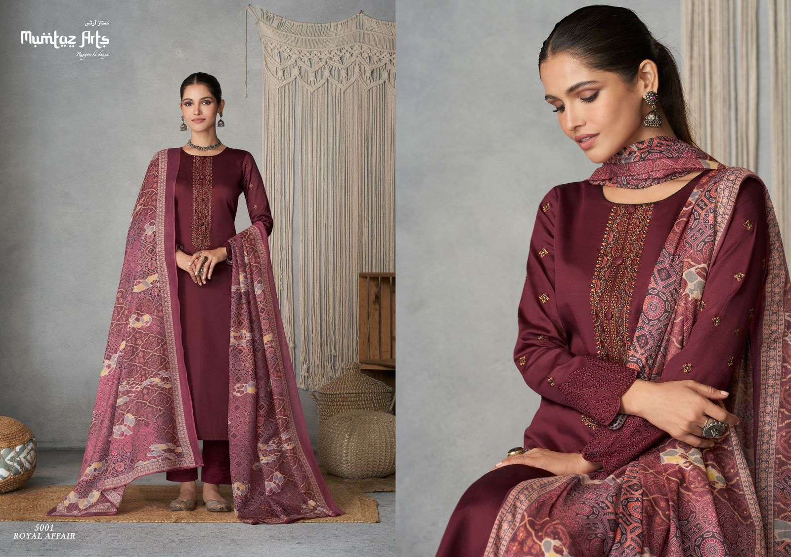 ROYAL AFFAIR BY MUMTAZ ARTS 5001 TO 5004 SERIES DESIGNER BEAUTIFUL STYLISH FANCY COLORFUL PARTY WEAR & PURE JAM SATIN AT WHOLESALE PRICE