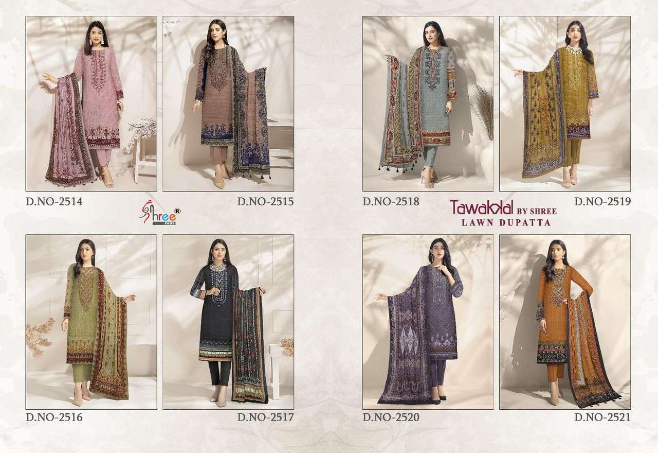 TAWAKKAL BY SHREE FAB 2514 TO 2521 SERIES INDIAN SUITS BEAUTIFUL FANCY COLORFUL STYLISH PARTY WEAR & OCCASIONAL WEAR PURE COTTON PRINT DRESSES AT WHOLESALE PRICE