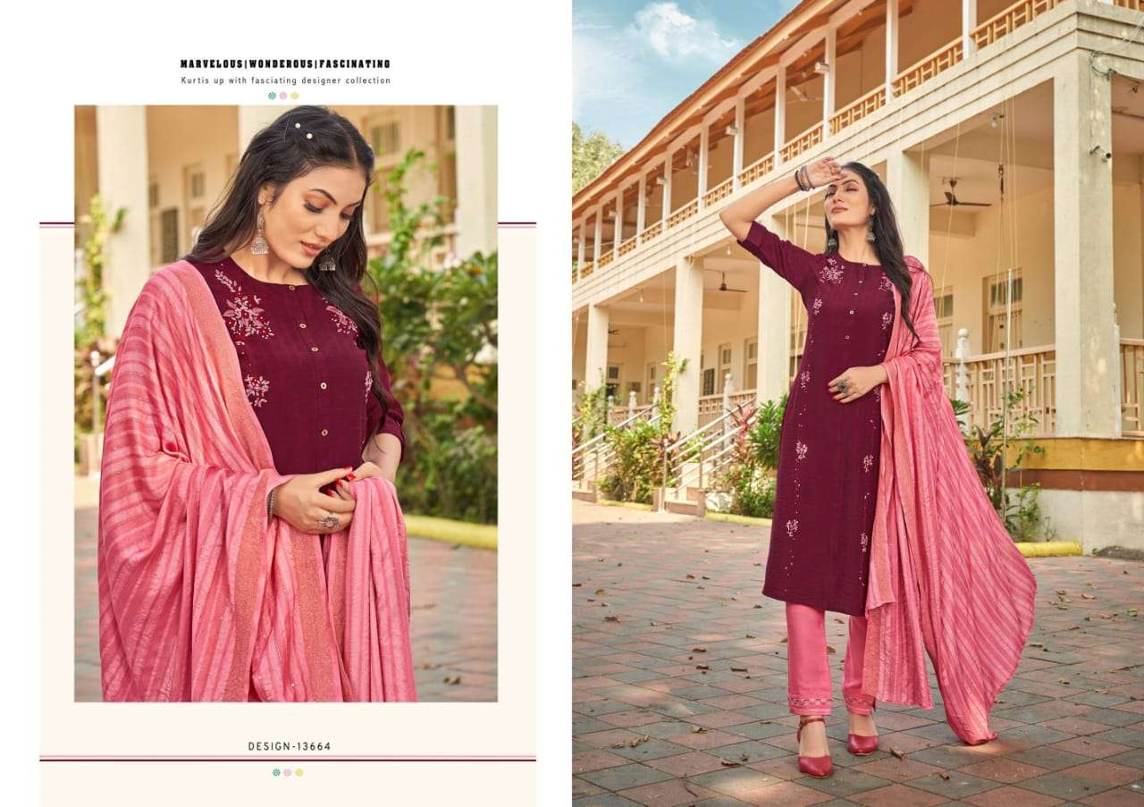 HECTOR BY KALAROOP 13664 TO 13669 SERIES DESIGNER SUITS BEAUTIFUL FANCY COLORFUL STYLISH PARTY WEAR & OCCASIONAL WEAR HEAVY COTTON SILK EMBROIDERY DRESSES AT WHOLESALE PRICE