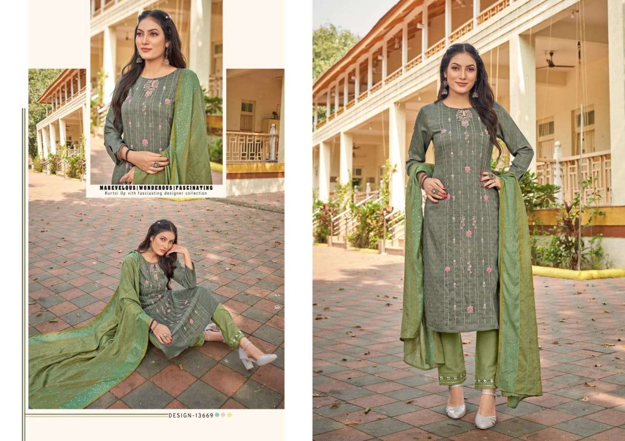 HECTOR BY KALAROOP 13664 TO 13669 SERIES DESIGNER SUITS BEAUTIFUL FANCY COLORFUL STYLISH PARTY WEAR & OCCASIONAL WEAR HEAVY COTTON SILK EMBROIDERY DRESSES AT WHOLESALE PRICE