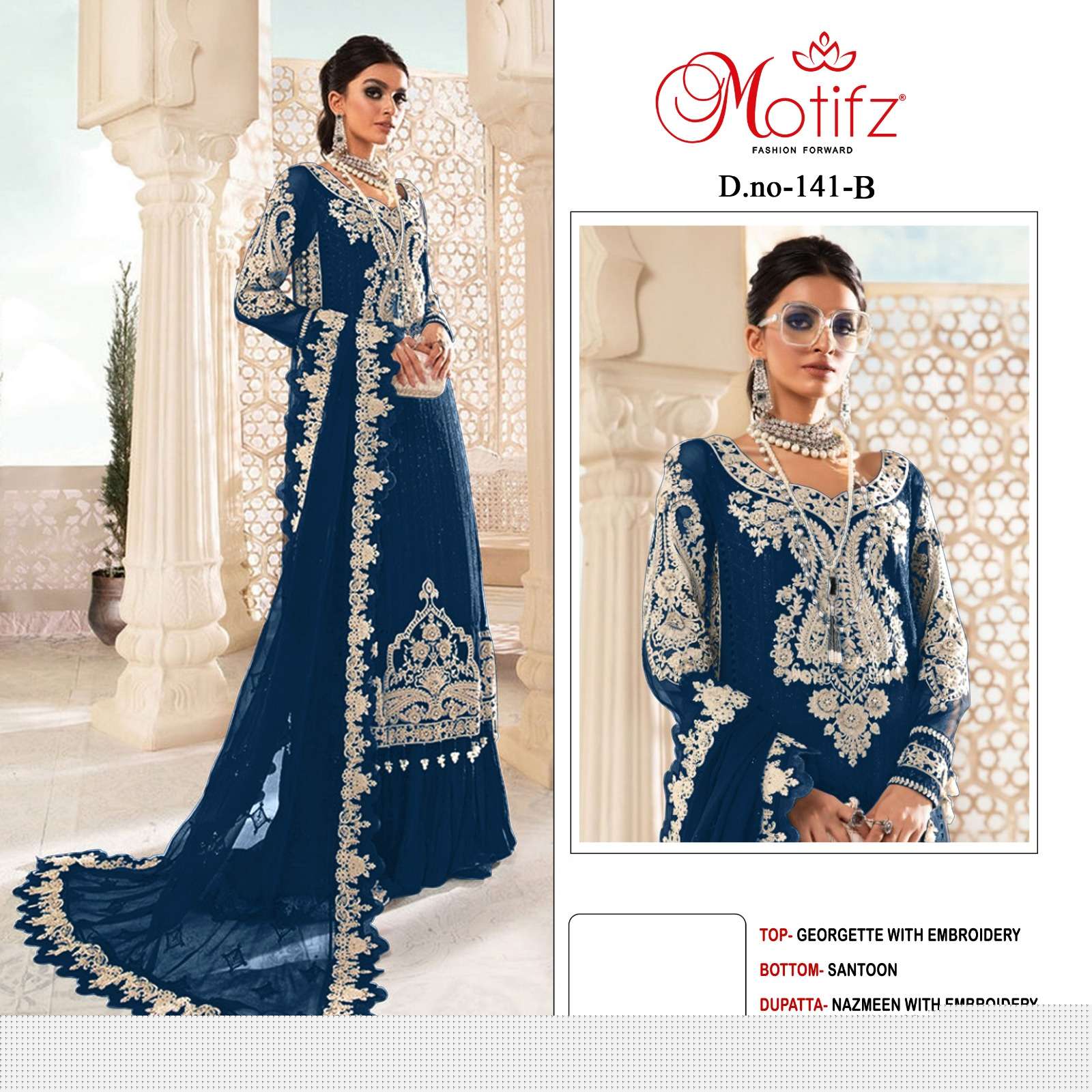MOTIFZ HIT DESIGN 141 COLOURS BY MOTIFZ 141 TO 141-C SERIES DESIGNER PAKISTANI SUITS BEAUTIFUL FANCY COLORFUL STYLISH PARTY WEAR & OCCASIONAL WEAR GEORGETTE WITH EMBROIDERY DRESSES AT WHOLESALE PRICE