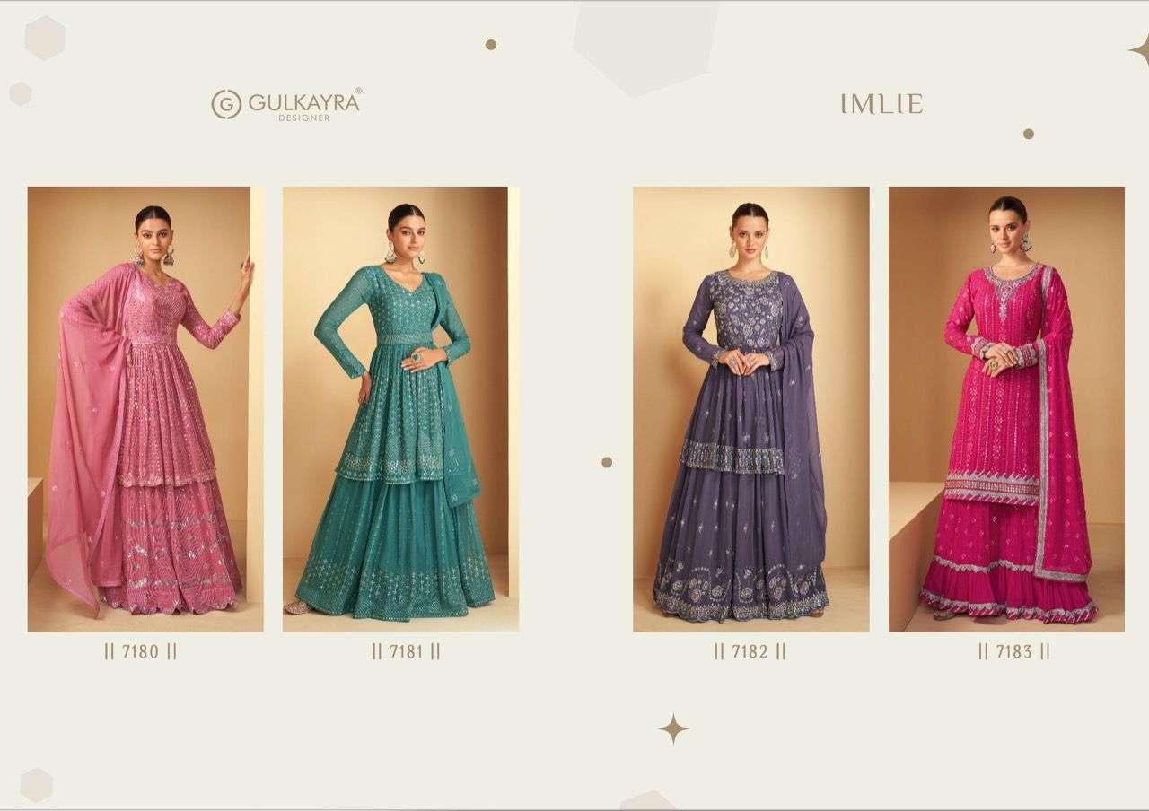 Imlie By Gulkayra Designer 7180 To 7183 Series Designer Sharara Suits Beautiful Fancy Colorful Stylish Party Wear & Occasional Wear Georgette Dresses At Wholesale Price