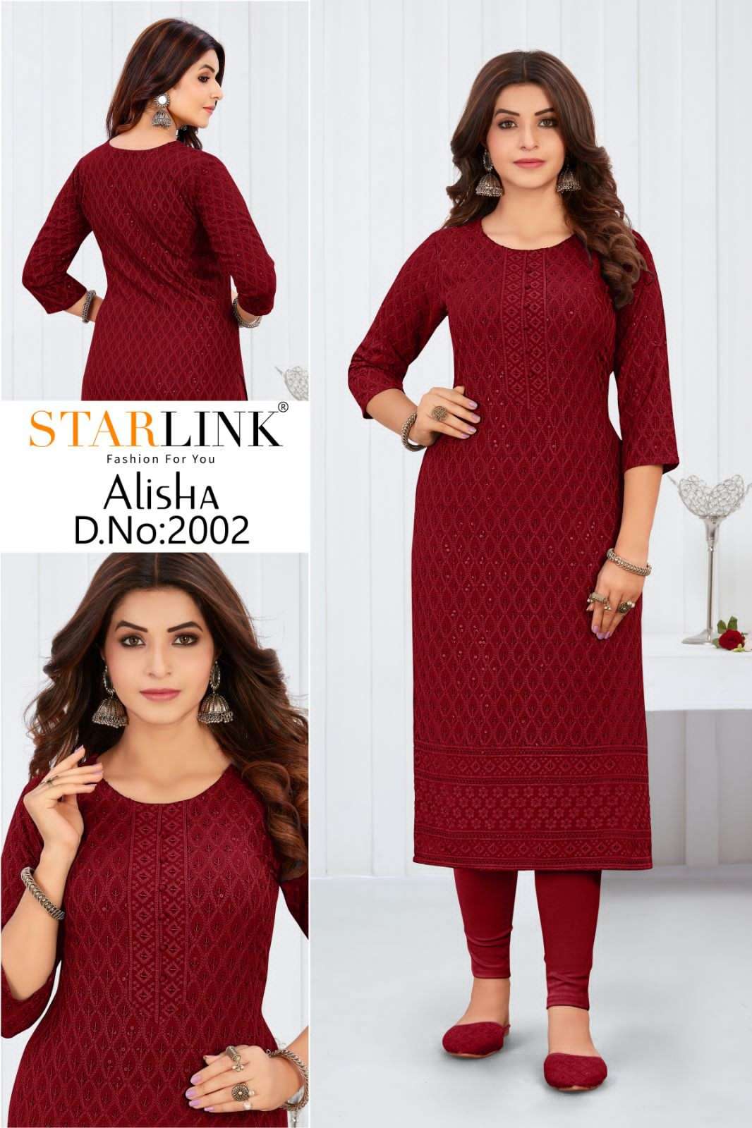 STARLINK BY ALISHA PRINT 2001 TO 2016 SERIES FESTIVE SUITS BEAUTIFUL FANCY COLORFUL STYLISH PARTY WEAR & OCCASIONAL WEAR RAYON WITH SHIFFLI WORK DRESSES AT WHOLESALE PRICE