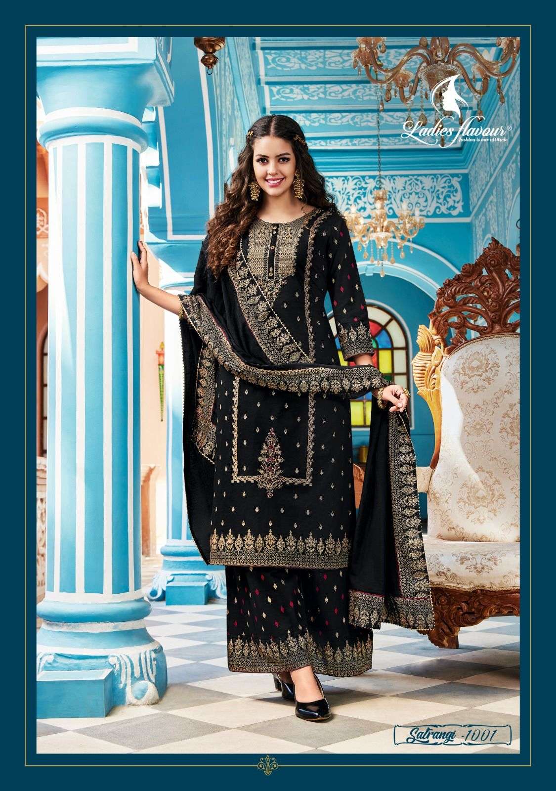 Satrangi By Ladies Flavour 1001 To 1004 Series Beautiful Sharara Suits Colorful Stylish Fancy Casual Wear & Ethnic Wear Heavy Cotton Embroidered Dresses At Wholesale Price