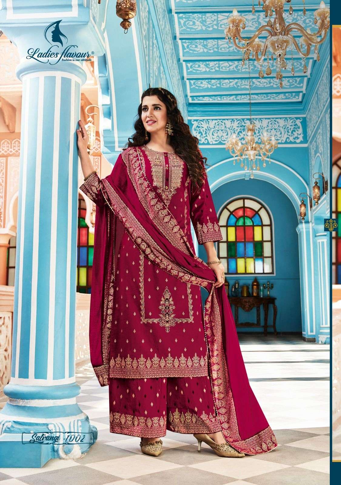 Satrangi By Ladies Flavour 1001 To 1004 Series Beautiful Sharara Suits Colorful Stylish Fancy Casual Wear & Ethnic Wear Heavy Cotton Embroidered Dresses At Wholesale Price