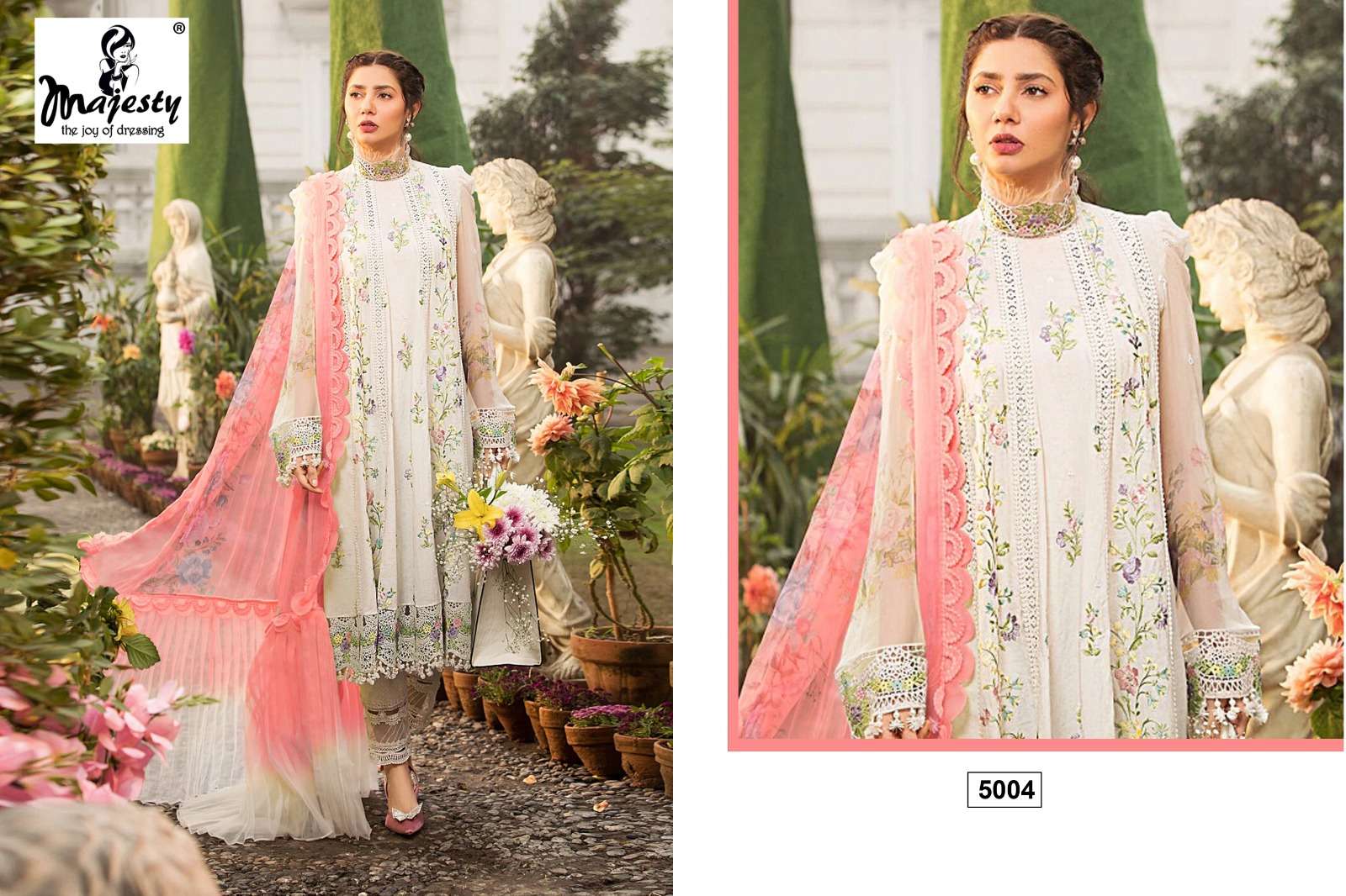 MARIA SUPER HIT BY MAJESTY 5001 TO 5004 SERIES PAKISTANI SUITS BEAUTIFUL FANCY COLORFUL STYLISH PARTY WEAR & OCCASIONAL WEAR PURE COTTON DIGITAL PRINT DRESSES AT WHOLESALE PRICE