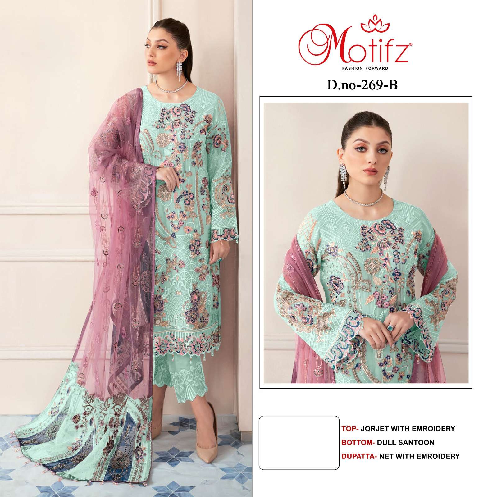 MOTIFZ HIT DESIGN 269 COLOURS BY MOTIFZ 269-A TO 269-D SERIES DESIGNER PAKISTANI SUITS BEAUTIFUL FANCY COLORFUL STYLISH PARTY WEAR & OCCASIONAL WEAR GEORGETTE WITH EMBROIDERY DRESSES AT WHOLESALE PRICE
