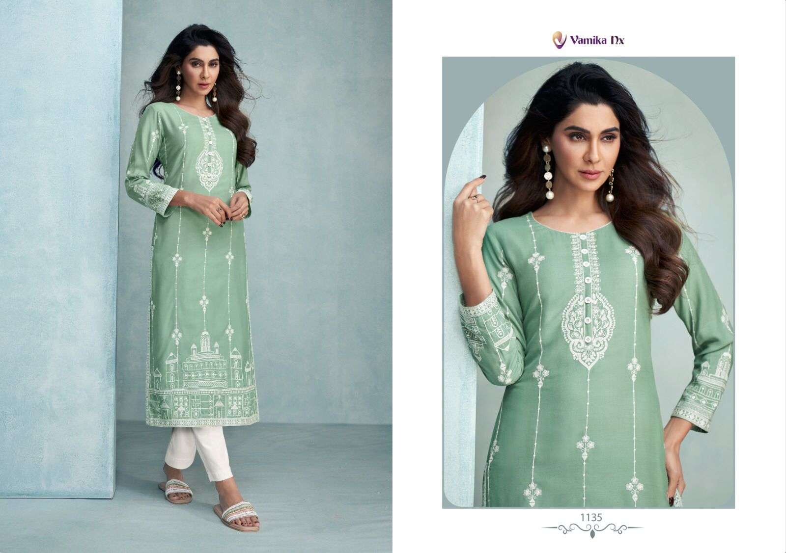 Rooh Vol-6 By Vamika 1130 To 1135 Series Designer Stylish Fancy Colorful Beautiful Party Wear & Ethnic Wear Collection Rayon Viscose Kurtis With Bottom At Wholesale Price