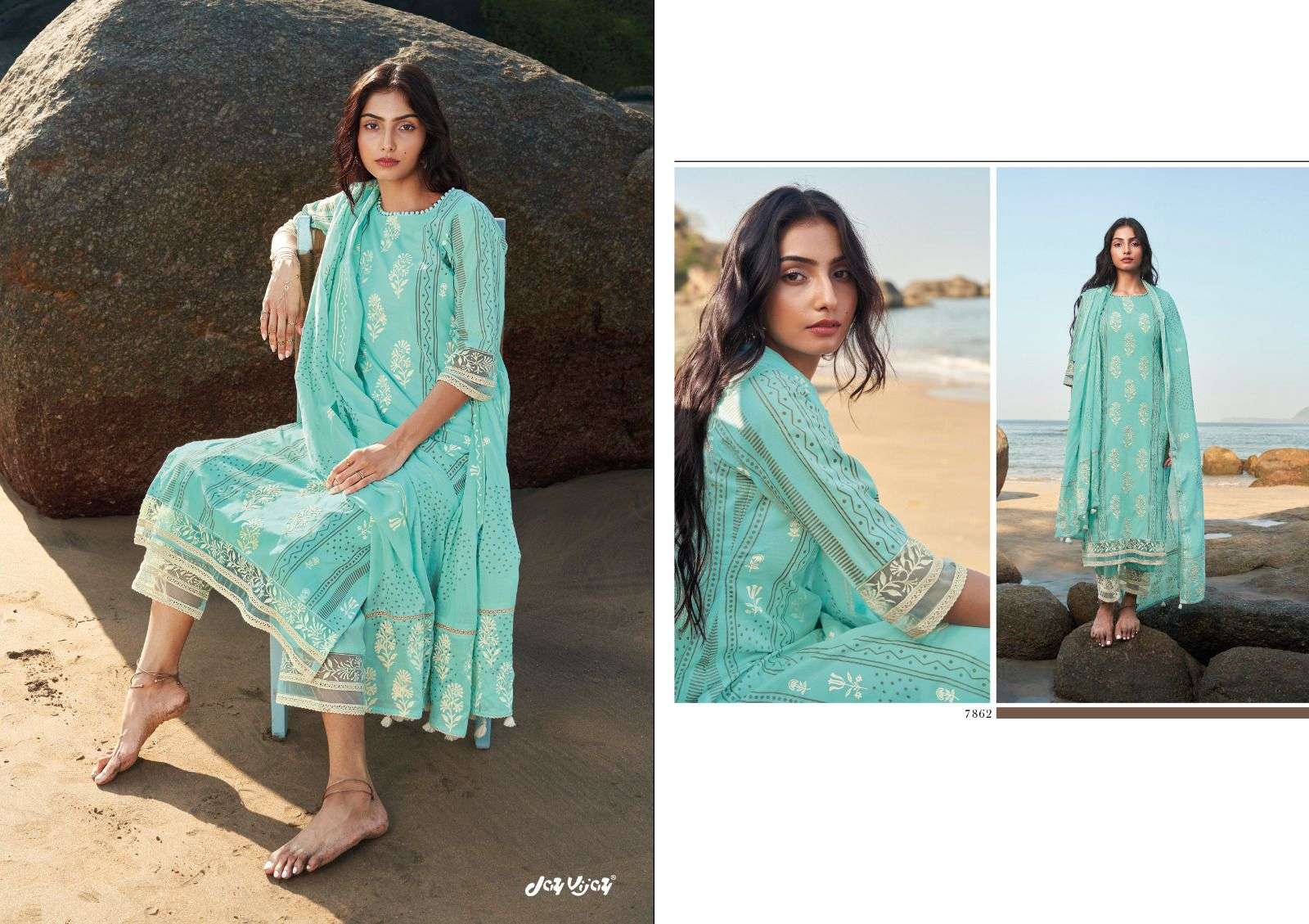 PARADISO BY JAY VIJAY PRINTS 7861 TO 7868 SERIES BEAUTIFUL INDIAN SUITS COLORFUL STYLISH FANCY CASUAL WEAR & ETHNIC WEAR PURE COTTON EMBROIDERED DRESSES AT WHOLESALE PRICE