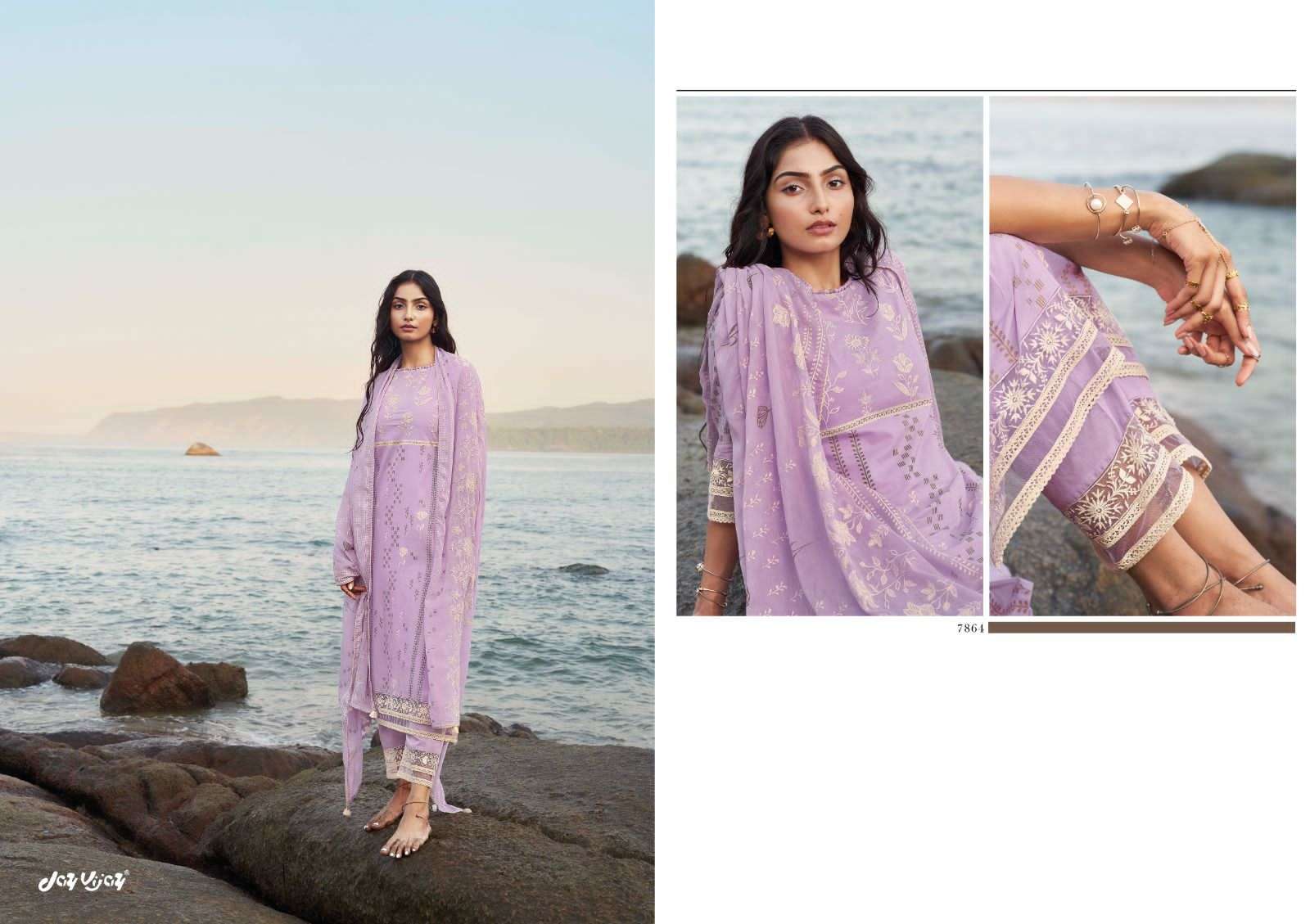 PARADISO BY JAY VIJAY PRINTS 7861 TO 7868 SERIES BEAUTIFUL INDIAN SUITS COLORFUL STYLISH FANCY CASUAL WEAR & ETHNIC WEAR PURE COTTON EMBROIDERED DRESSES AT WHOLESALE PRICE