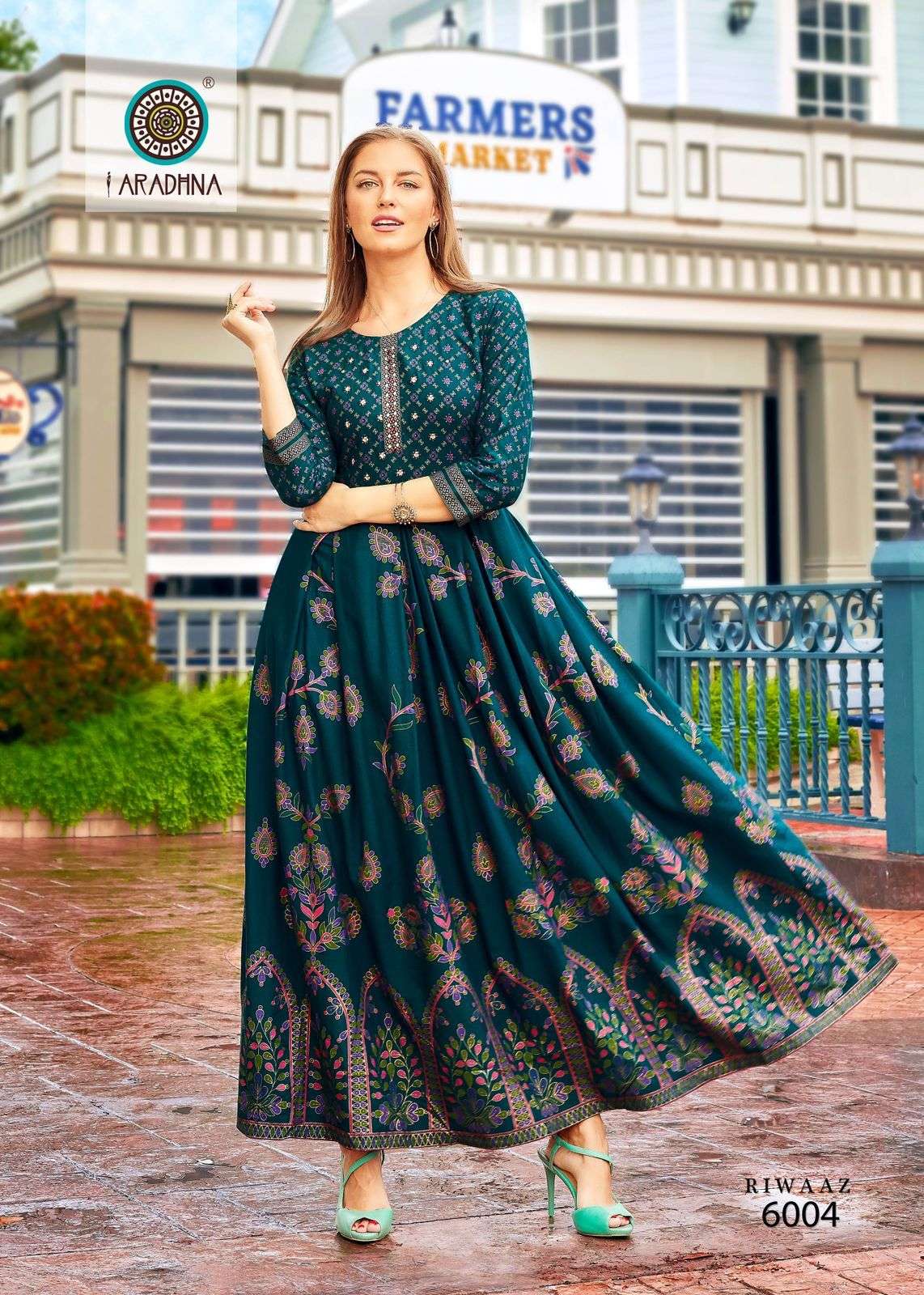 Riwaaz Vol-6 By Aradhna Fashion 6001 To 6012 Series Beautiful Suits Colorful Stylish Fancy Casual Wear & Ethnic Wear Rayon Print Gowns At Wholesale Price