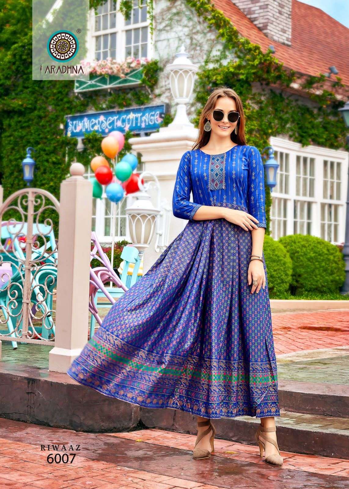Riwaaz Vol-6 By Aradhna Fashion 6001 To 6012 Series Beautiful Suits Colorful Stylish Fancy Casual Wear & Ethnic Wear Rayon Print Gowns At Wholesale Price
