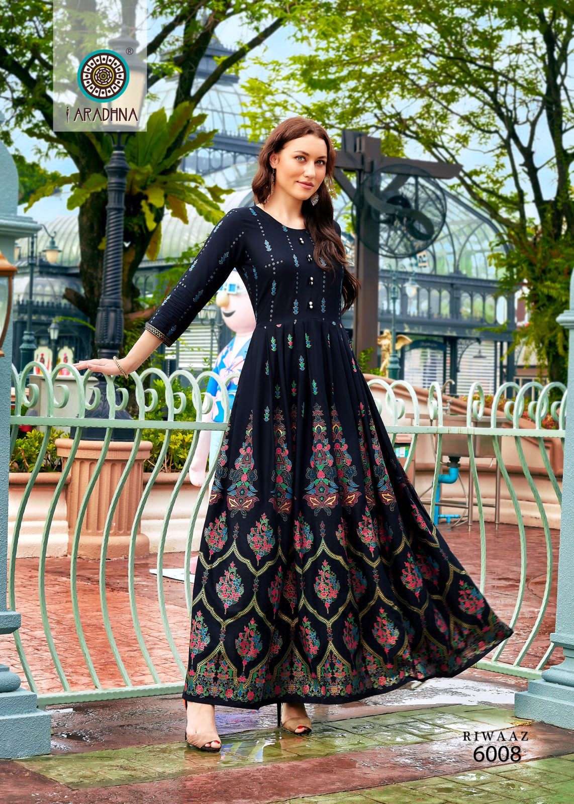 Riwaaz Vol-6 By Aradhna Fashion 6001 To 6012 Series Beautiful Suits Colorful Stylish Fancy Casual Wear & Ethnic Wear Rayon Print Gowns At Wholesale Price