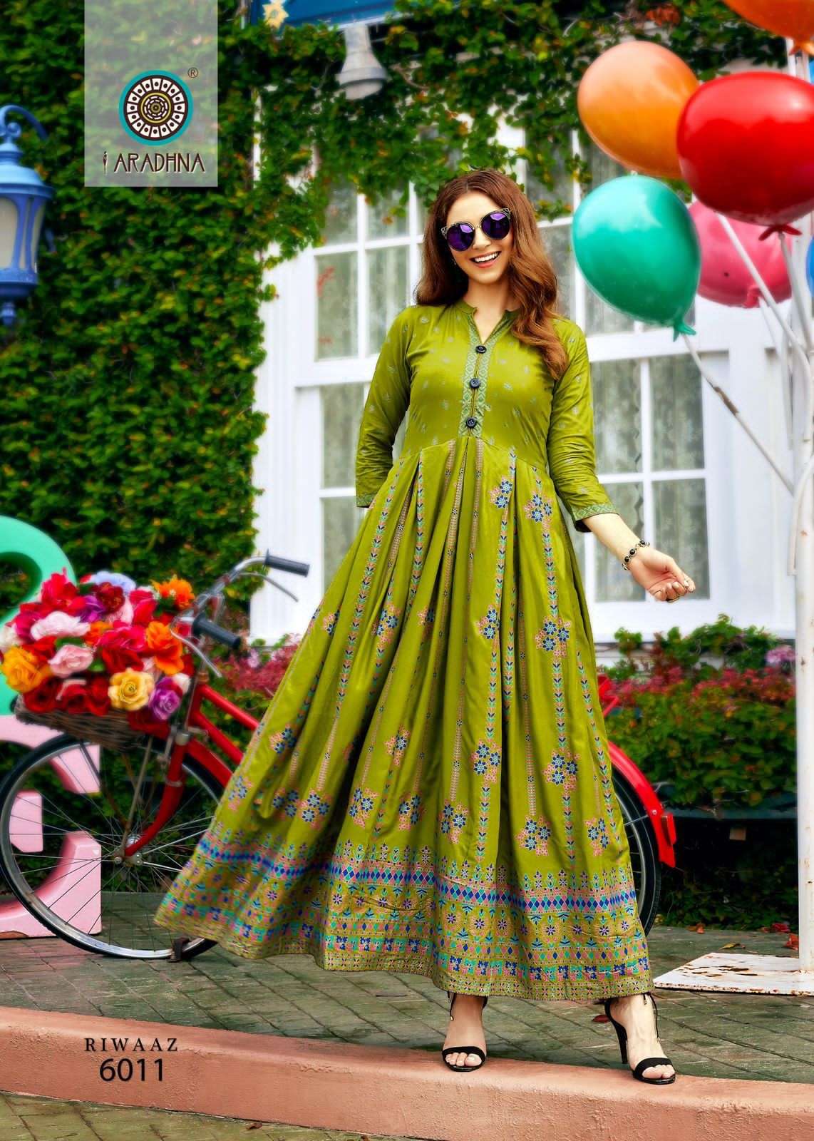 Riwaaz Vol-6 By Aradhna Fashion 6001 To 6012 Series Beautiful Suits Colorful Stylish Fancy Casual Wear & Ethnic Wear Rayon Print Gowns At Wholesale Price