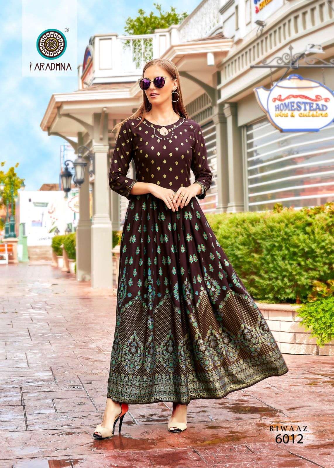 Riwaaz Vol-6 By Aradhna Fashion 6001 To 6012 Series Beautiful Suits Colorful Stylish Fancy Casual Wear & Ethnic Wear Rayon Print Gowns At Wholesale Price
