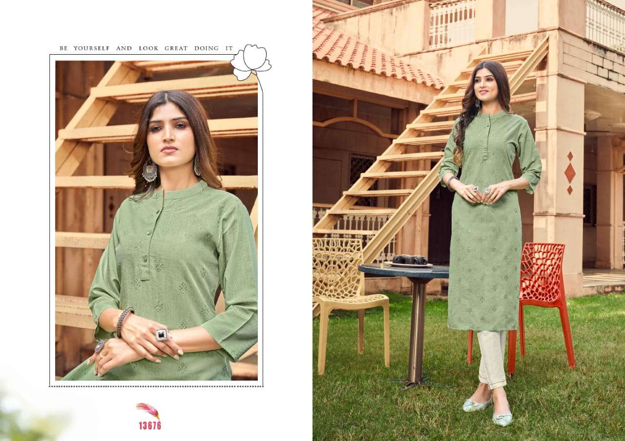 LADLEE VOL-3 BY KALAROOP 13676 TO 13681 SERIES DESIGNER STYLISH FANCY COLORFUL BEAUTIFUL PARTY WEAR & ETHNIC WEAR COLLECTION RAYON PRINT KURTIS AT WHOLESALE PRICE