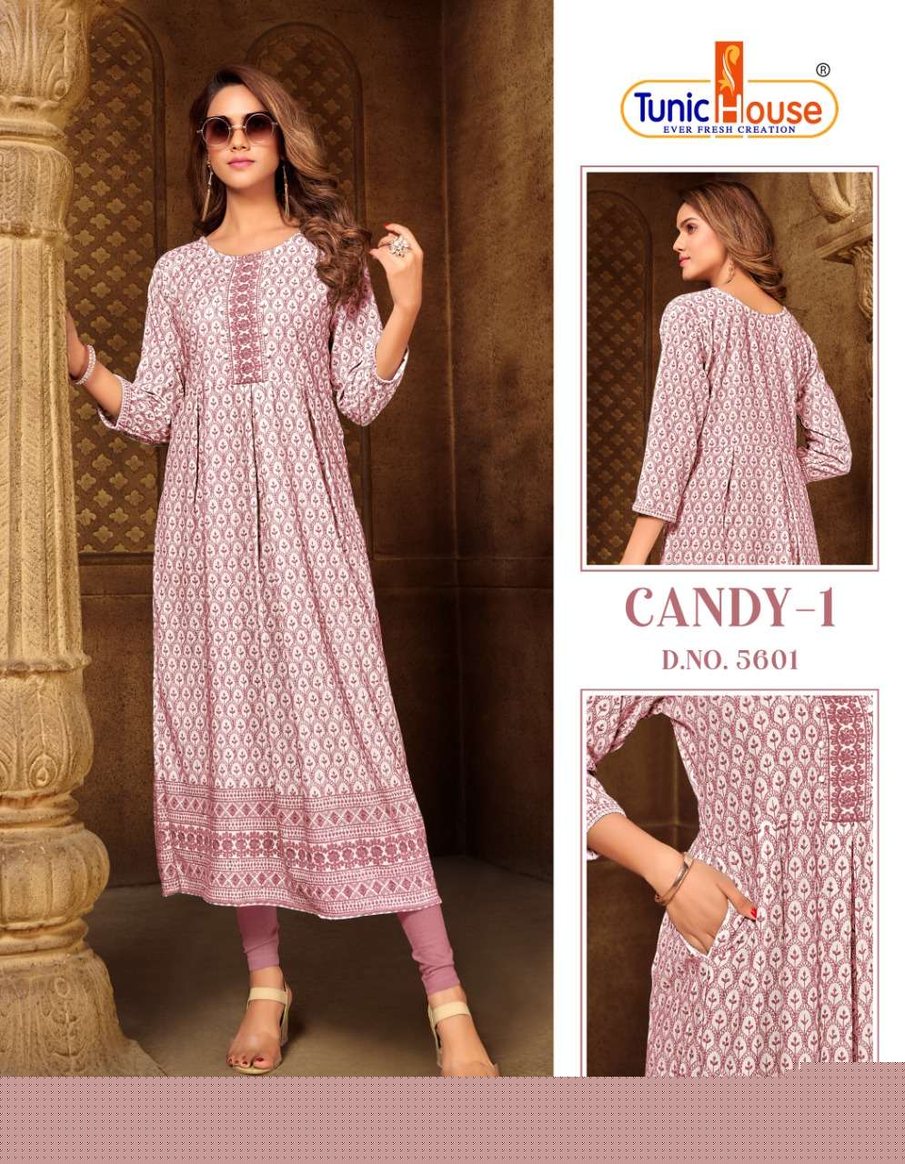 CANDY VOL-1 BY TUNIC HOUSE 5601 TO 5607 SERIES DESIGNER STYLISH FANCY COLORFUL BEAUTIFUL PARTY WEAR & ETHNIC WEAR COLLECTION VISCOSE RAYON KURTIS AT WHOLESALE PRICE