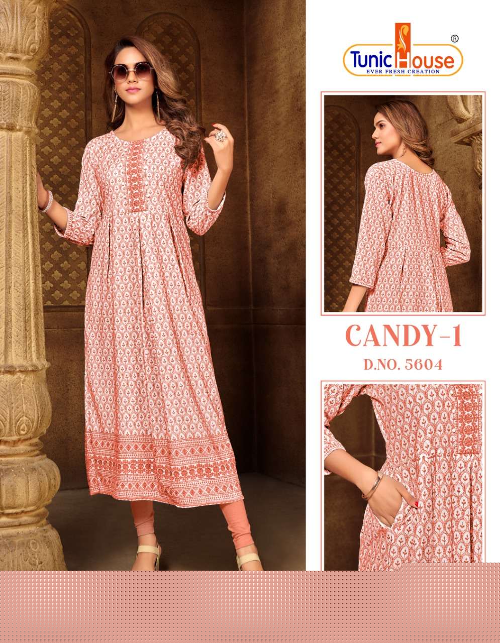 CANDY VOL-1 BY TUNIC HOUSE 5601 TO 5607 SERIES DESIGNER STYLISH FANCY COLORFUL BEAUTIFUL PARTY WEAR & ETHNIC WEAR COLLECTION VISCOSE RAYON KURTIS AT WHOLESALE PRICE