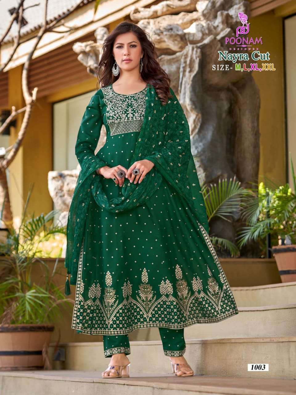 Nayra Cut By Poonam Designer 1001 To 1006 Series Festive Suits Beautiful Fancy Colorful Stylish Party Wear & Occasional Wear Pure Rayon Dresses At Wholesale Price