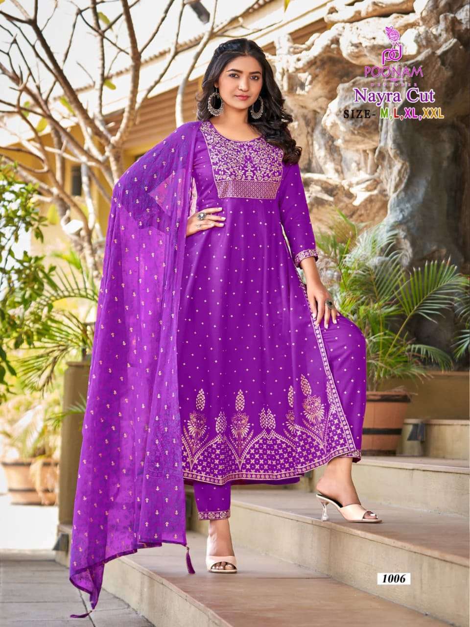 Nayra Cut By Poonam Designer 1001 To 1006 Series Festive Suits Beautiful Fancy Colorful Stylish Party Wear & Occasional Wear Pure Rayon Dresses At Wholesale Price