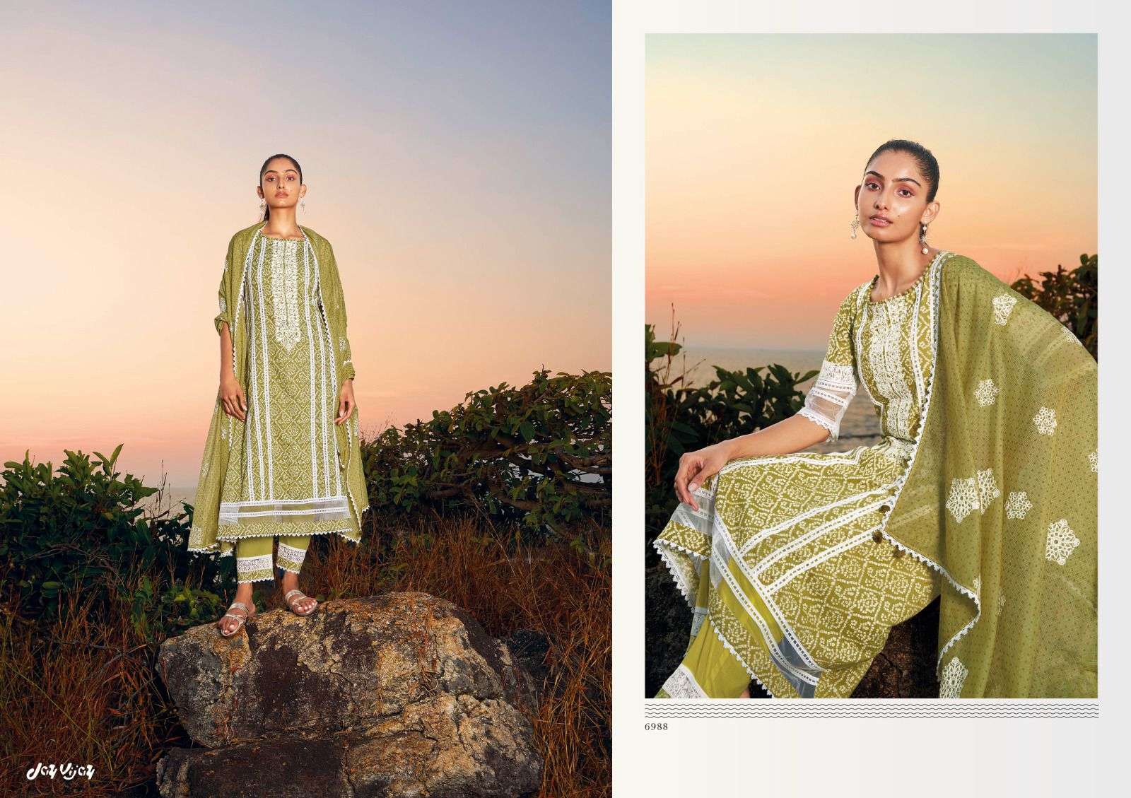 ROHI BY JAY VIJAY PRINTS 6981 TO 6988 SERIES BEAUTIFUL SUITS COLORFUL STYLISH FANCY CASUAL WEAR & ETHNIC WEAR PURE COTTON PRINT DRESSES AT WHOLESALE PRICE