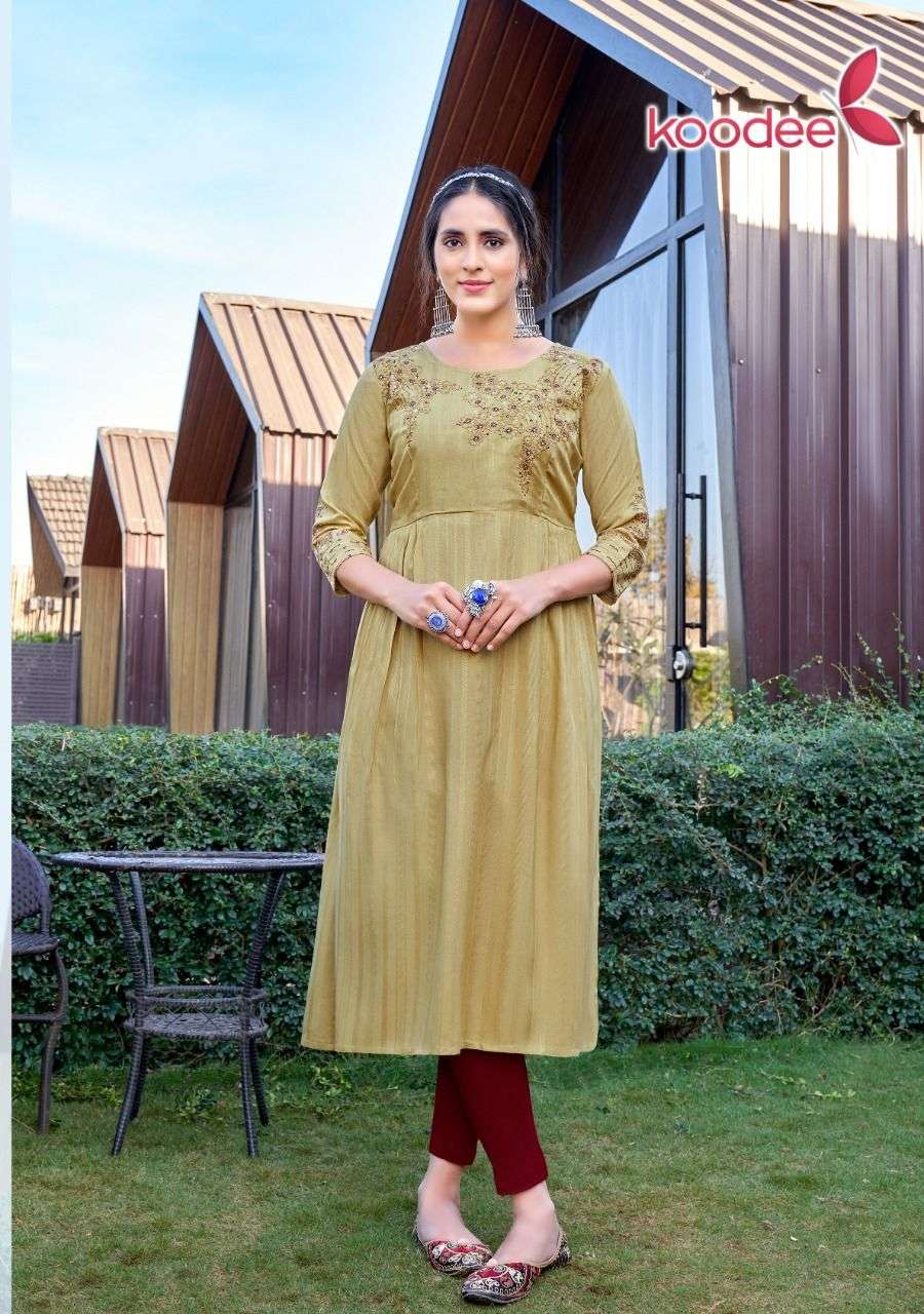 Morni Vol-1 By Koodee 1001 To 1006 Series Designer Stylish Fancy Colorful Beautiful Party Wear & Ethnic Wear Collection Rayon Embroidered Kurtis At Wholesale Price
