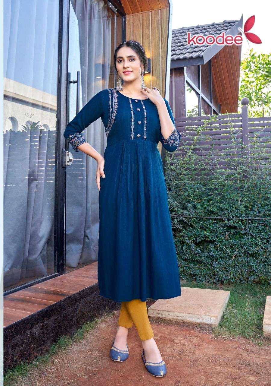 Morni Vol-1 By Koodee 1001 To 1006 Series Designer Stylish Fancy Colorful Beautiful Party Wear & Ethnic Wear Collection Rayon Embroidered Kurtis At Wholesale Price