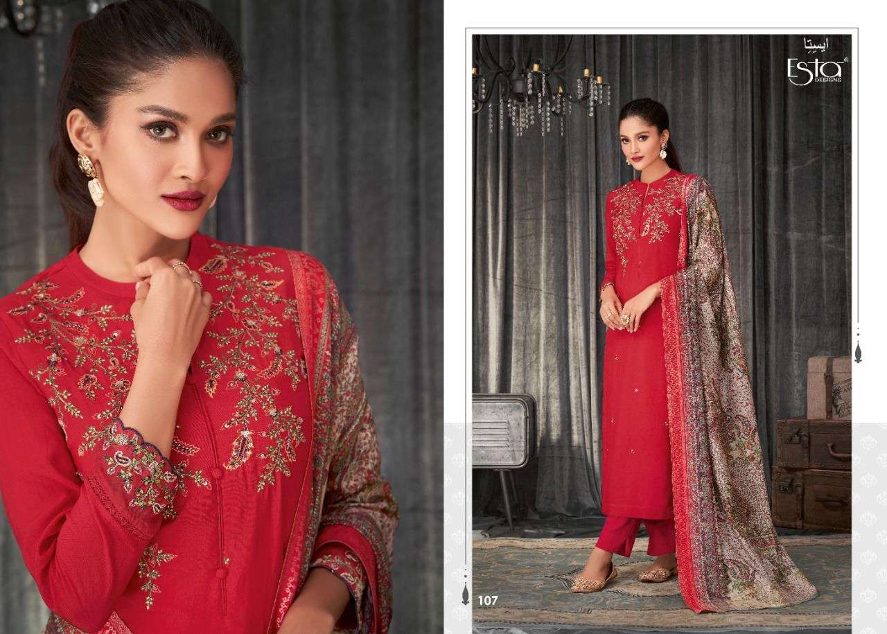 AKIRAH BY ESTA DESIGNS 1001 TO 1007 SERIES SUITS BEAUTIFUL FANCY COLORFUL STYLISH PARTY WEAR & OCCASIONAL WEAR PURE MUSLIN SILK DRESSES AT WHOLESALE PRICE