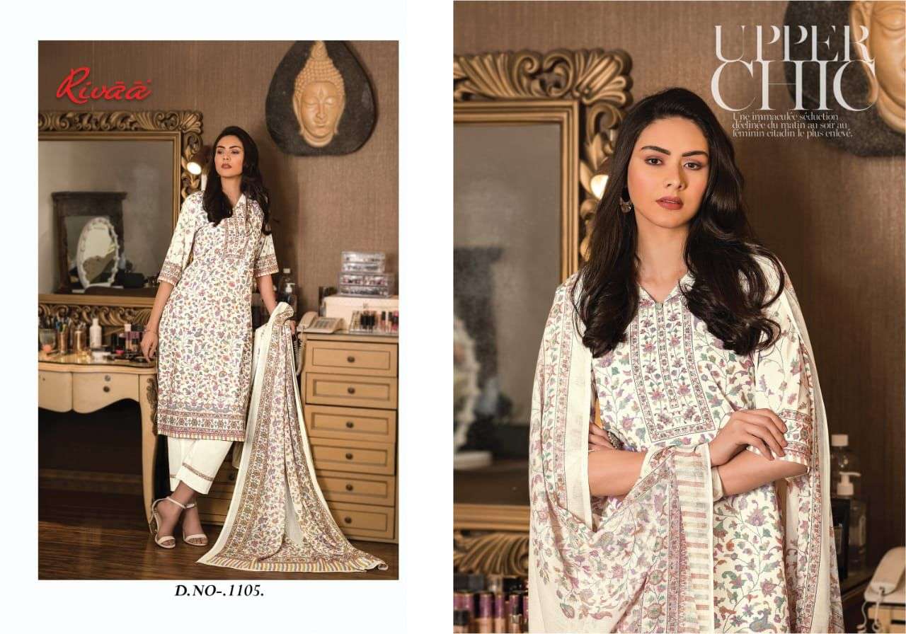 Naina By Rivaa 1101 To 1107 Series Suits Beautiful Fancy Colorful Stylish Party Wear & Occasional Wear Cotton Digital Print Dresses At Wholesale Price