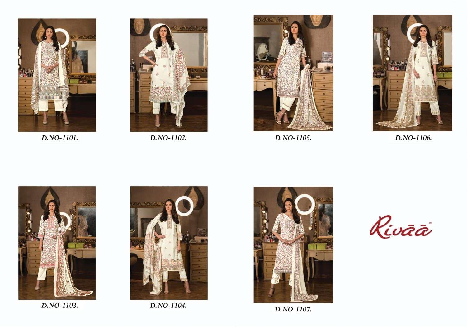 Naina By Rivaa 1101 To 1107 Series Suits Beautiful Fancy Colorful Stylish Party Wear & Occasional Wear Cotton Digital Print Dresses At Wholesale Price