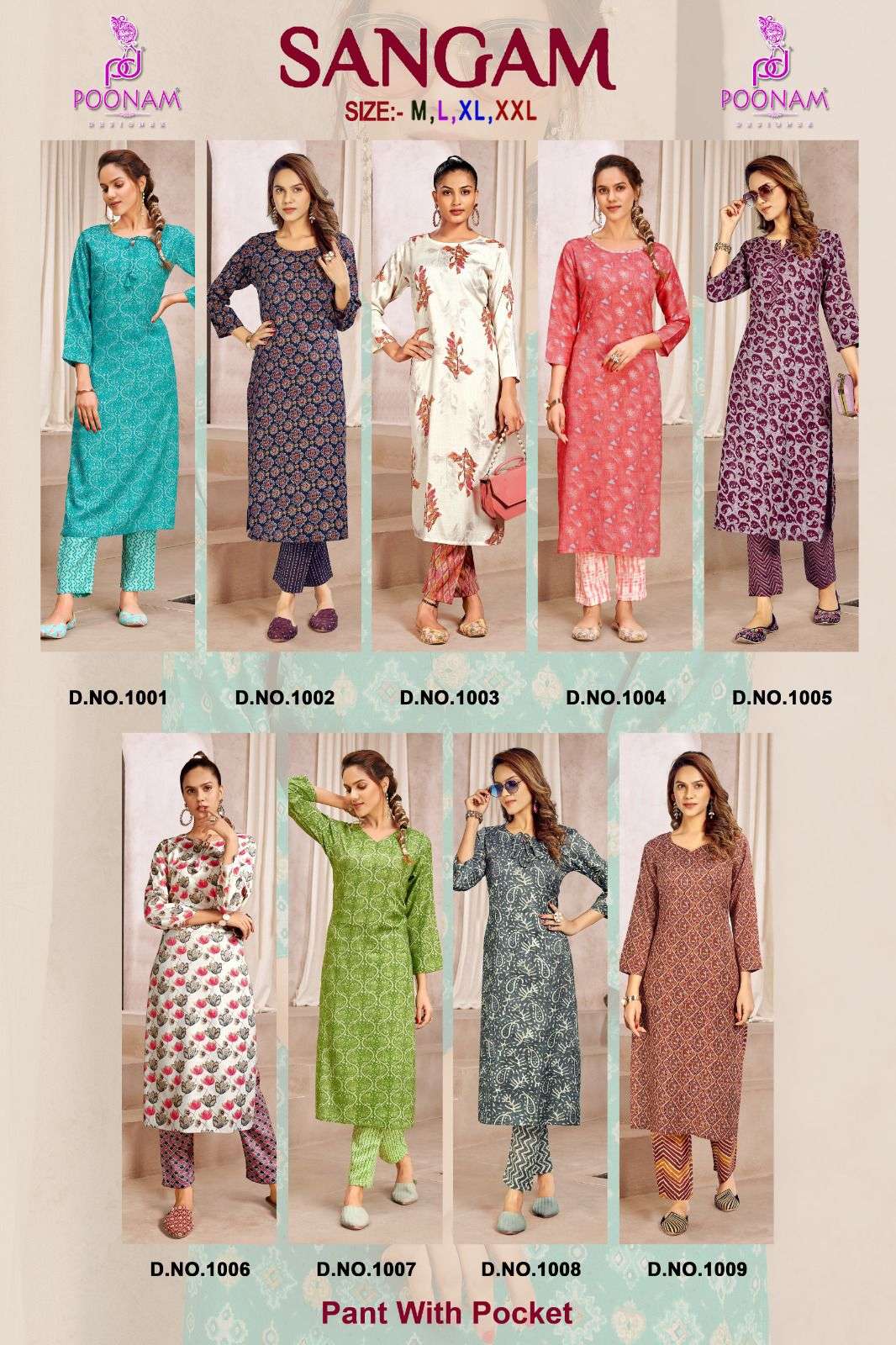 SANGAM BY SMIT CREATION SERIES 1001 TO 1009 STYLISH BEAUTIFUL COLOURFUL PRINTED & EMBROIDERED PARTY WEAR & OCCASIONAL WEAR ORIGNAL CAPSUAL PRINT DRESSES AT WHOLESALE PRICE